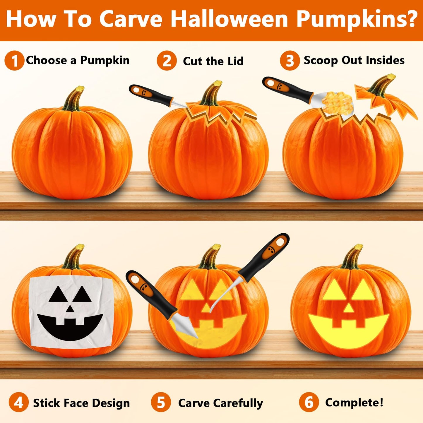 TAVOLOZZA Fine Arts Professional Pumpkin Carving Kit, 26 PCS Heavy Duty Stainless Steel Tools with 9 Knives, Saw & Scoop, Halloween Carving Set with Stencils for Adults & Kids to DIY Jack-o-Lanterns