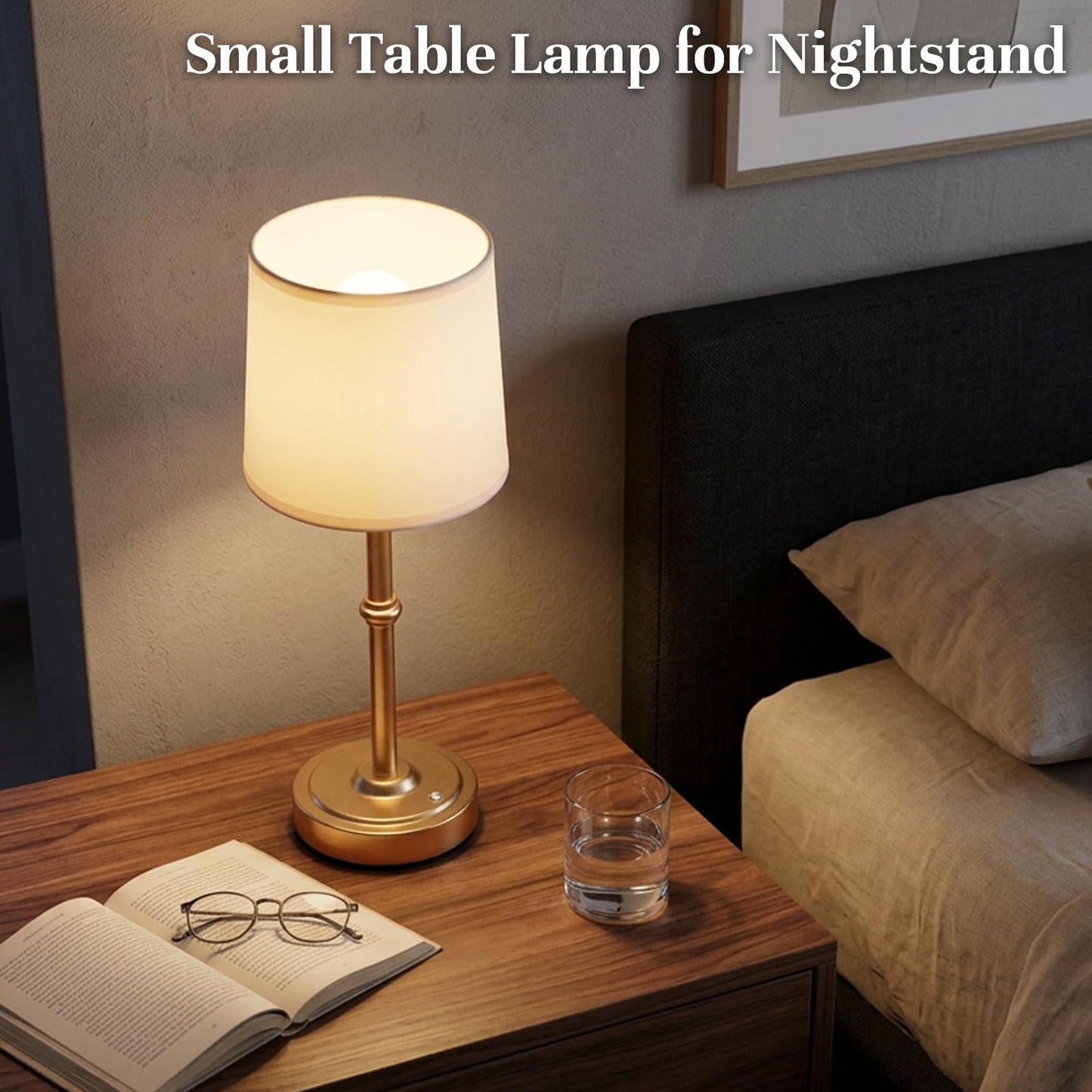 Cordless Table Lamp Rechargeable, Portable Battery Operated Light for Bedroom Living Room, 6000mAh Fabric Shade Desk Lamp 3000K Eye-Caring Home Decor for Dining Balcony Patio Counter Nightstand Hotel