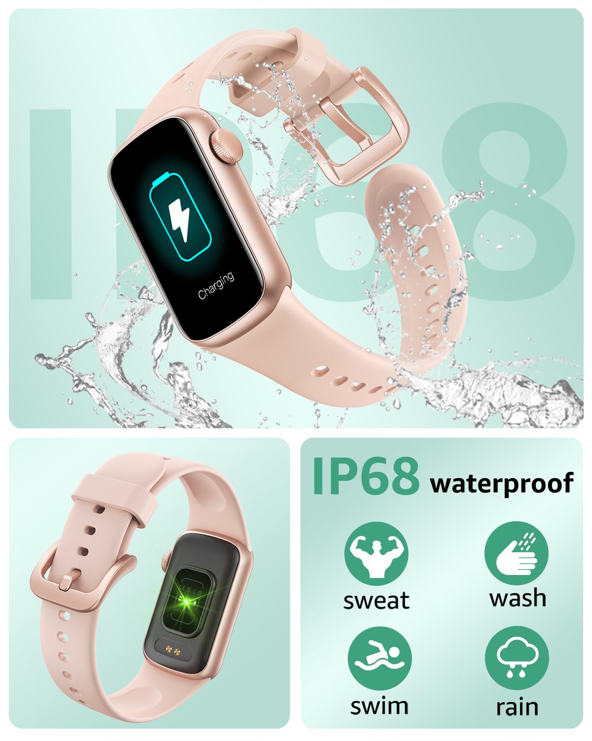 Fitness Tracker with Step Counter/Calories/Stopwatch, Activity Health Tracker with Blood Pressure Heart Rate Monitor, Sleep Tracker, 137+ Sport Modes, Pedometer Smart Watch, Gift for Women Men Pink