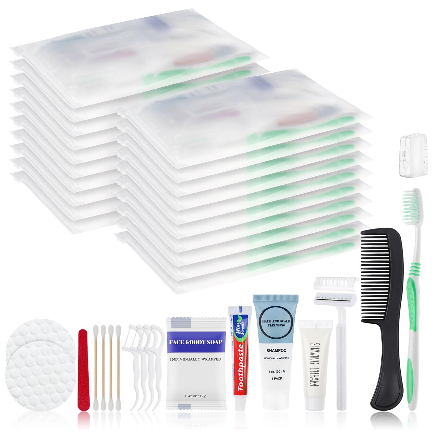 Travel Size Toiletries Kits Disposable Toiletry Set in Bulk, Portable Trial Size Personal Hygiene Care Package Supplies Amenities Essentials for Camping/ Hotel/Guest/Homeless/Charity 9-in-1 (20 Pack)