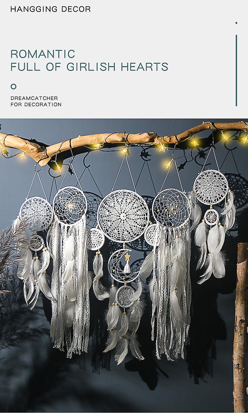 5 Pack Moon Phase Dreamcatcher Set Boho Wall Decor, Boho Macrame Wall Hanging Dream Catchers, for Home, Bedroom, Living Room, Witchy Gifts (Black Purple)