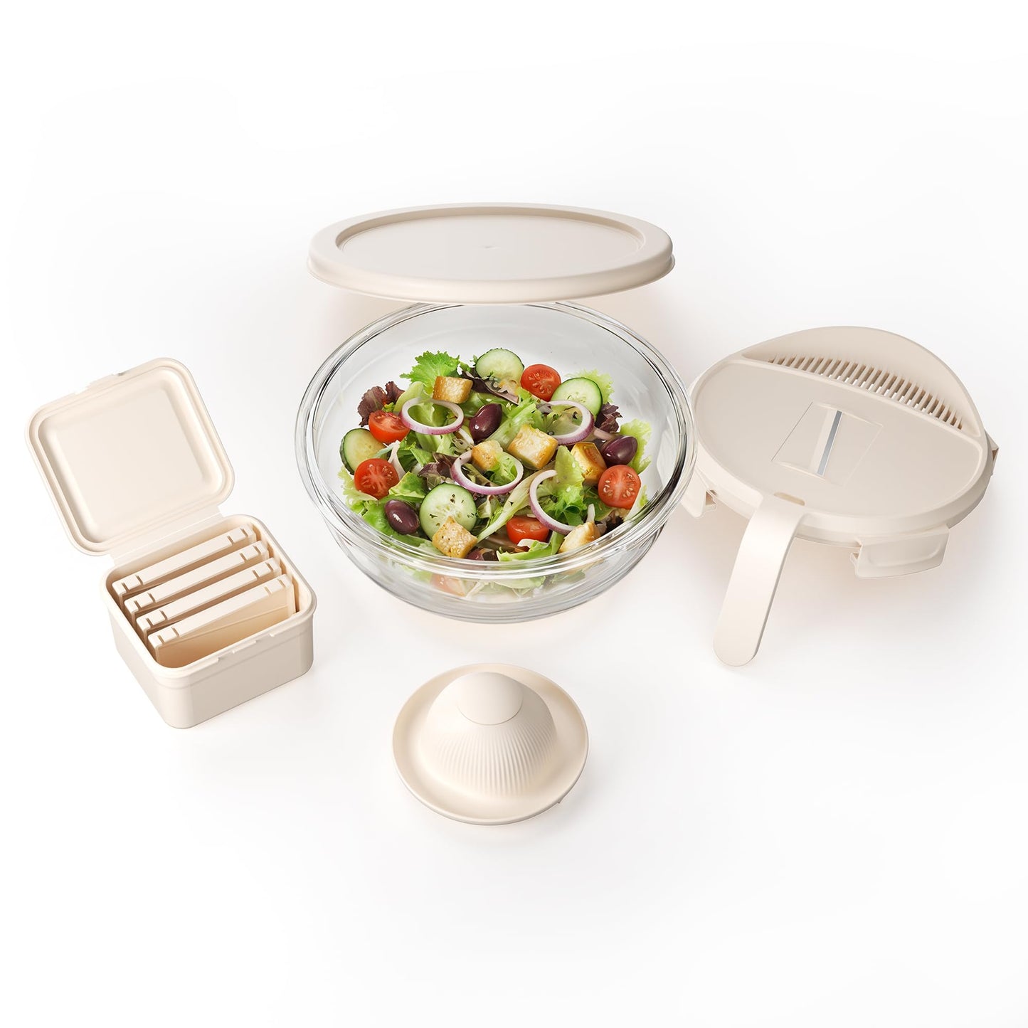 GENICOOK Glass Food Storage Containers With Glass Lids+Vegetable Chopper 5-in-1 Food Prep Tool