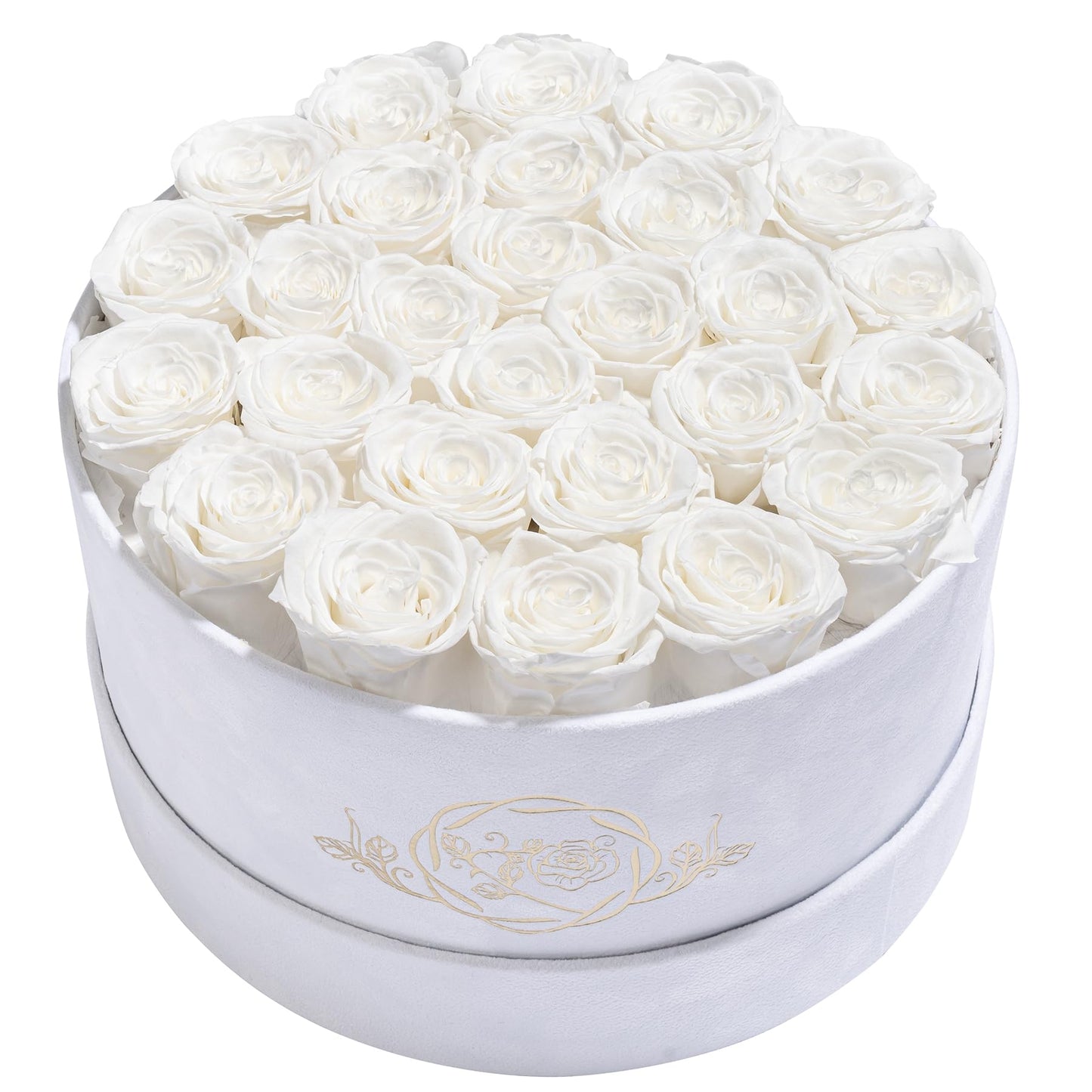 Prifroti 27 Flowers in a Luxury Suede Box, Birthday Gifts for Women, Preserved Flowers, Mothers Day Roses Gift for Mom, White