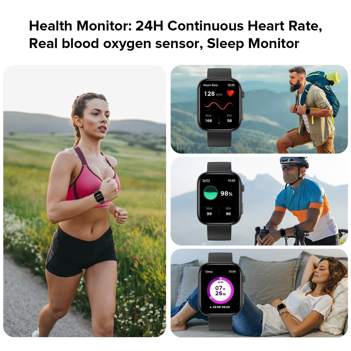 Smart Watches for Men Women, Make/Answer Calls, 2.01" HD Screen with 260+ Watch Faces, Heart Rate/SpO2/Sleep Monitor, 123 Sports Modes, Long Battery Life Fitness Watch Compatible with iPhone Android