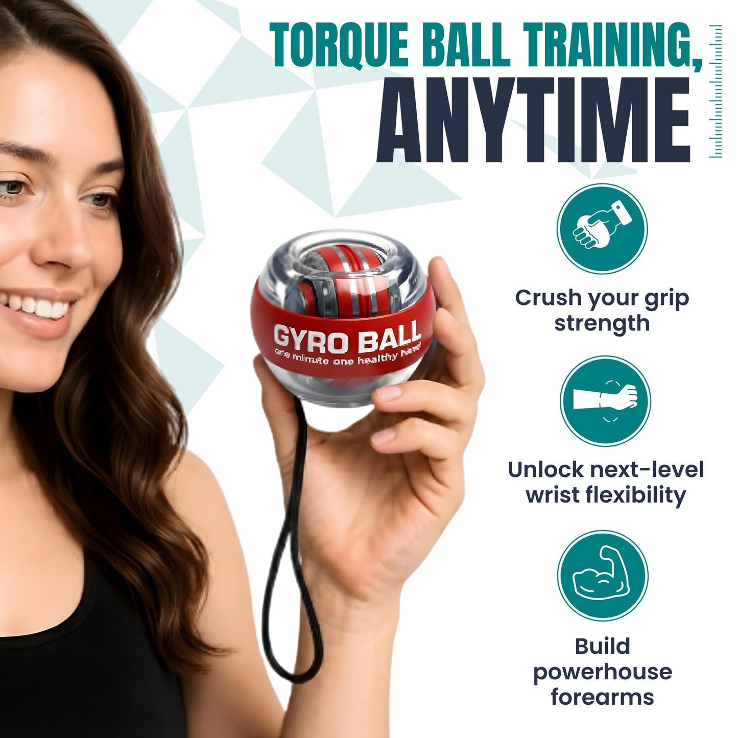 Nexfit Torque Ball Hand Exerciser - Wrist Power Gyro Ball & Forearm Exerciser – Premium Wrist Strengthener for Fitness, Rehab, Stress Relief & Dexterity Training – Portable, Gift-Ready for Adults