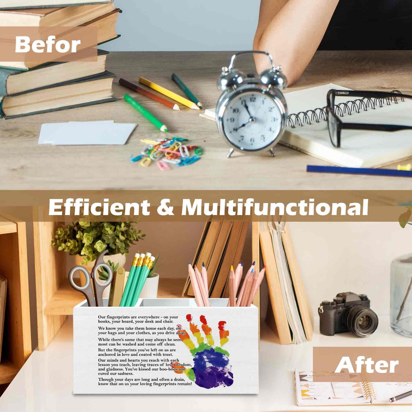 DILSJ Teacher Graduation Gifts Pen Pencil Holder Organizer for Desk, Appreciation Teacher Gifts, Retirement Gift Wooden Box Signs for Woman Mentor Office & School Supplies