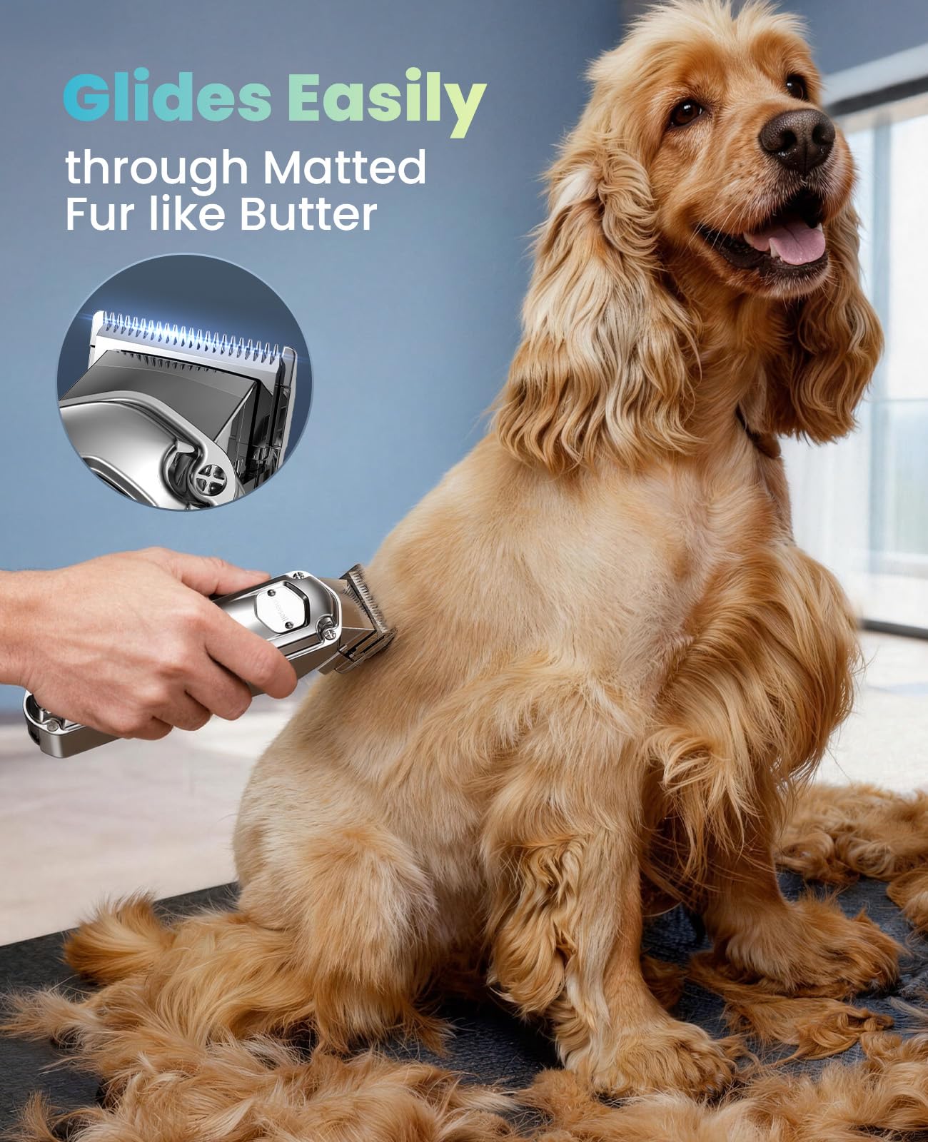 oneisall Dog Clippers for Grooming for Thick Heavy Coats/Low Noise Rechargeable Cordless Pet Shaver with Stainless Steel Blade/Waterproof Dog Shaver for Dogs Pets and Animals (Silver)