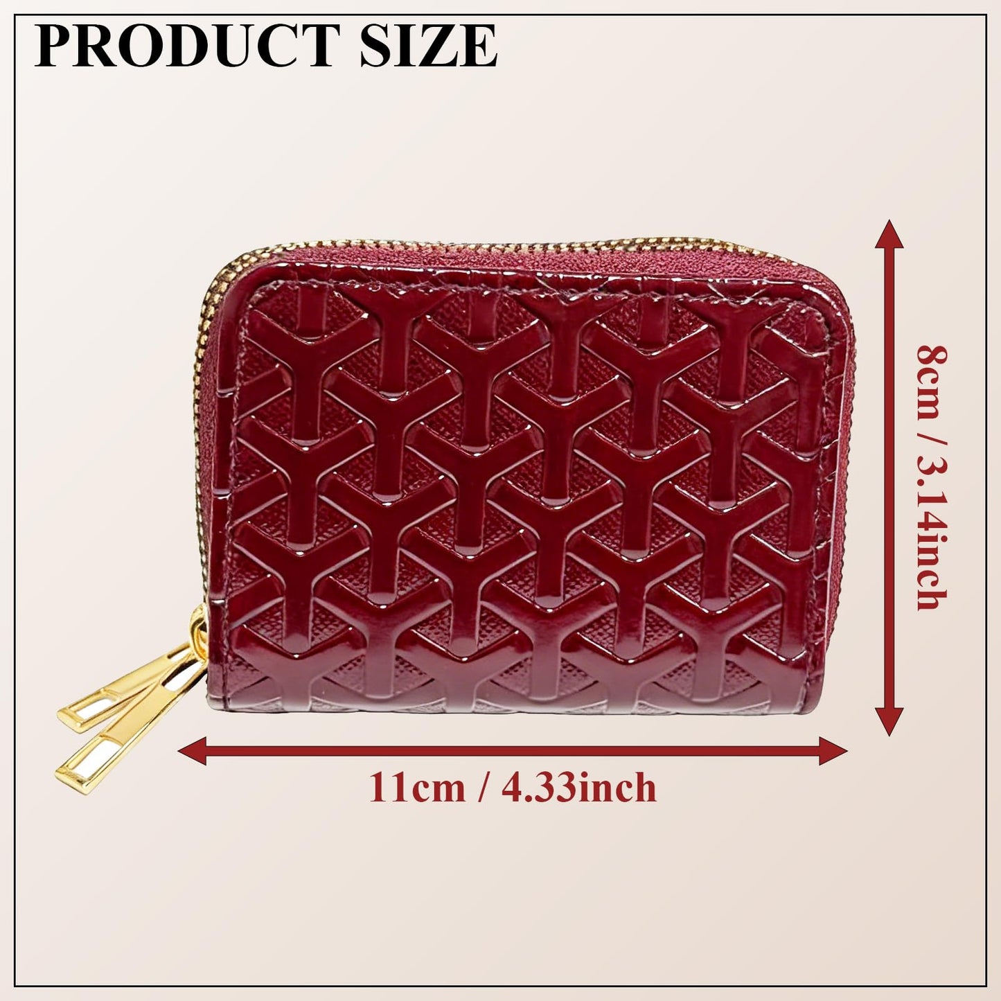 LFWATAXY PU Leather Accordion Card Wallet, Double-Layer Zippered Card Holder for Women Men Multi-Slot Large Capacity Card Organizer Compact Travel Wallet with Coin Purse ID Window (Red)