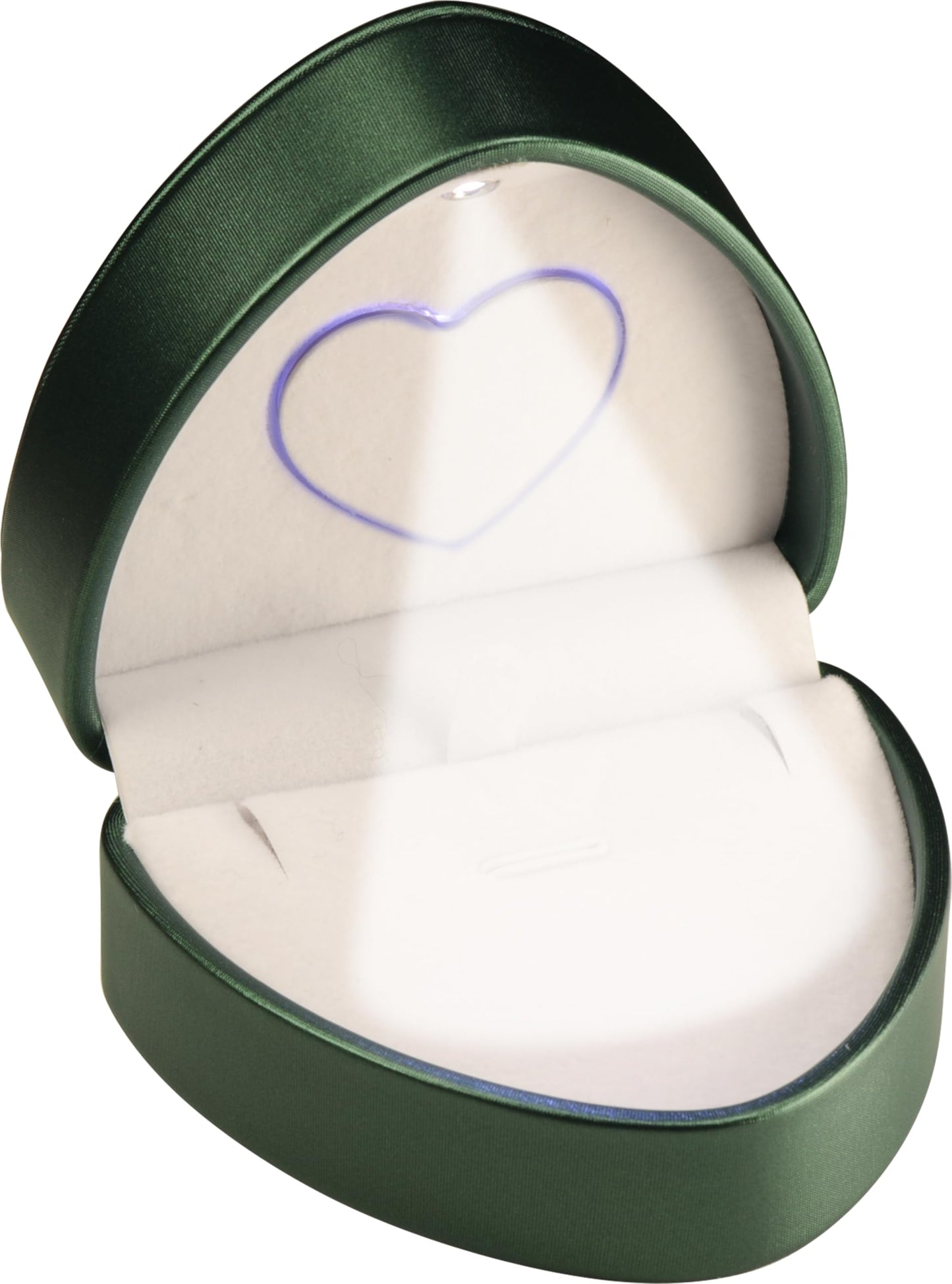 LED Necklace Earrings Box for Engagement, Wedding…Unique Designed Heart to Heart Idea PU Leather Heart Shaped Necklace Pendant Earring Jewelry Gift Holder Box with Light for Men for Women (Green)