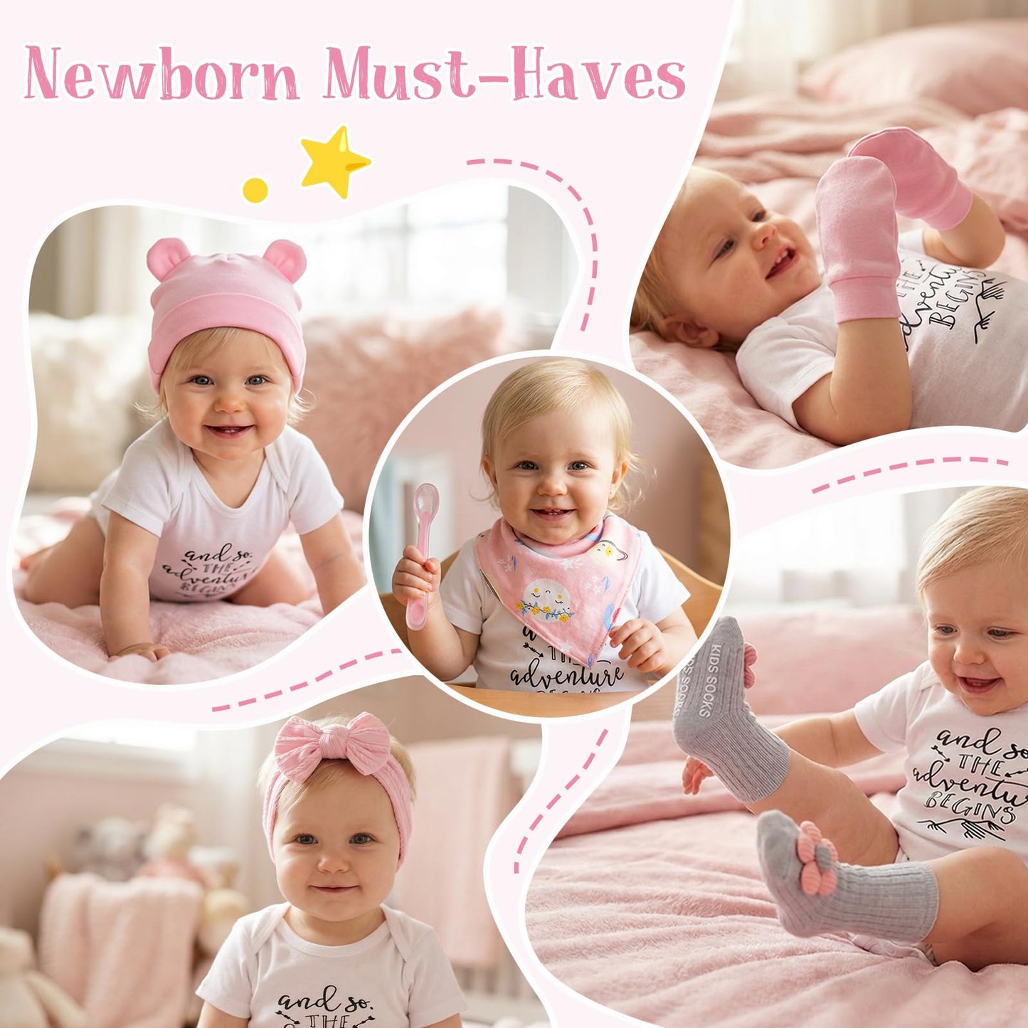 Baby Girl Gift Set - 12 Pcs Newborn Essentials with Bunny Lovey, 100% Cotton Onesie, Milestone Sign & Photo Frame - Unique Carriage Storage Box, Ready-to-Gift Baby Shower Gifts for Newborn Girls