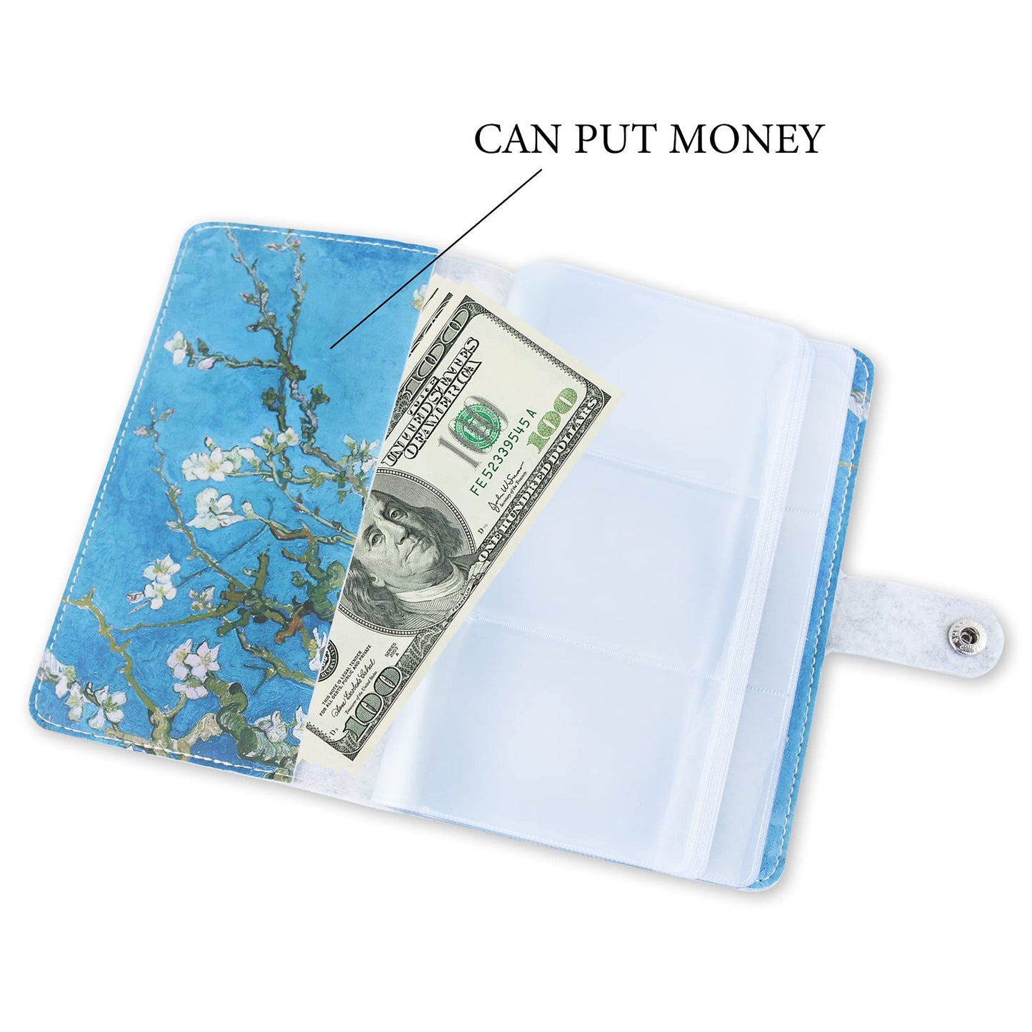 lizimandu Business Card Holder Book, Business Card Book Case PU Leather Organization Binder Name ID Card Holder for Men & Women, Up to 96 Cards Capacity(1-Peach Blossom)