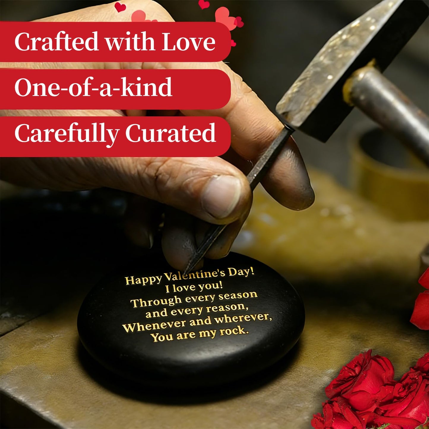 Sundrence Valentines Day Gifts for Him and Her - You are My Rock Engraved Gifts for Boyfriend, Girfriend, Husband, Wife, Men, Women - Polished Black Pebble Regalos para el 14 de febrero para Hombre