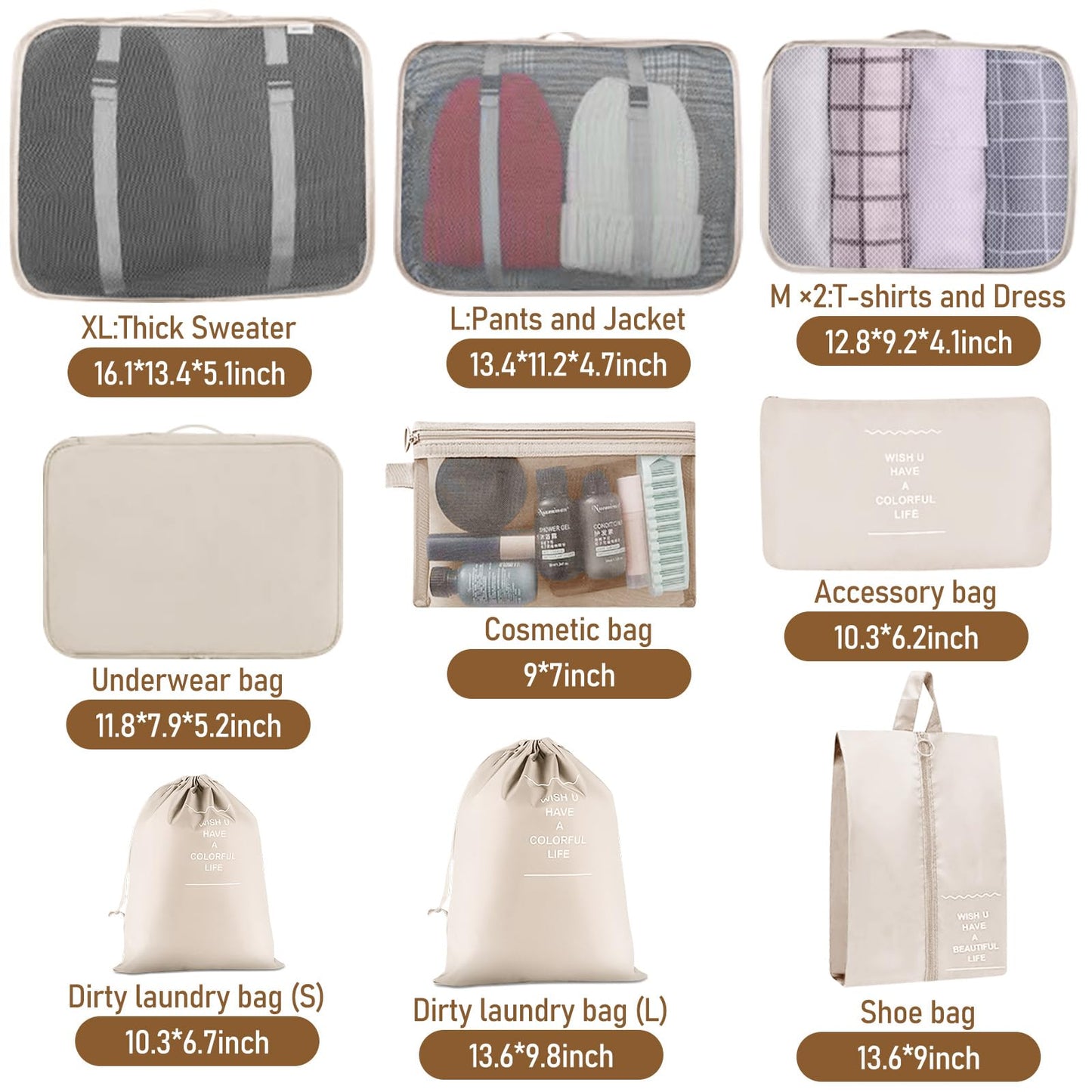 Packing Cubes for Travel-10 Set Luggage Organizer Bags for Family, Mesh Breathable Packing Cubes for Suitcases Durable Travel Essentials Bags Set