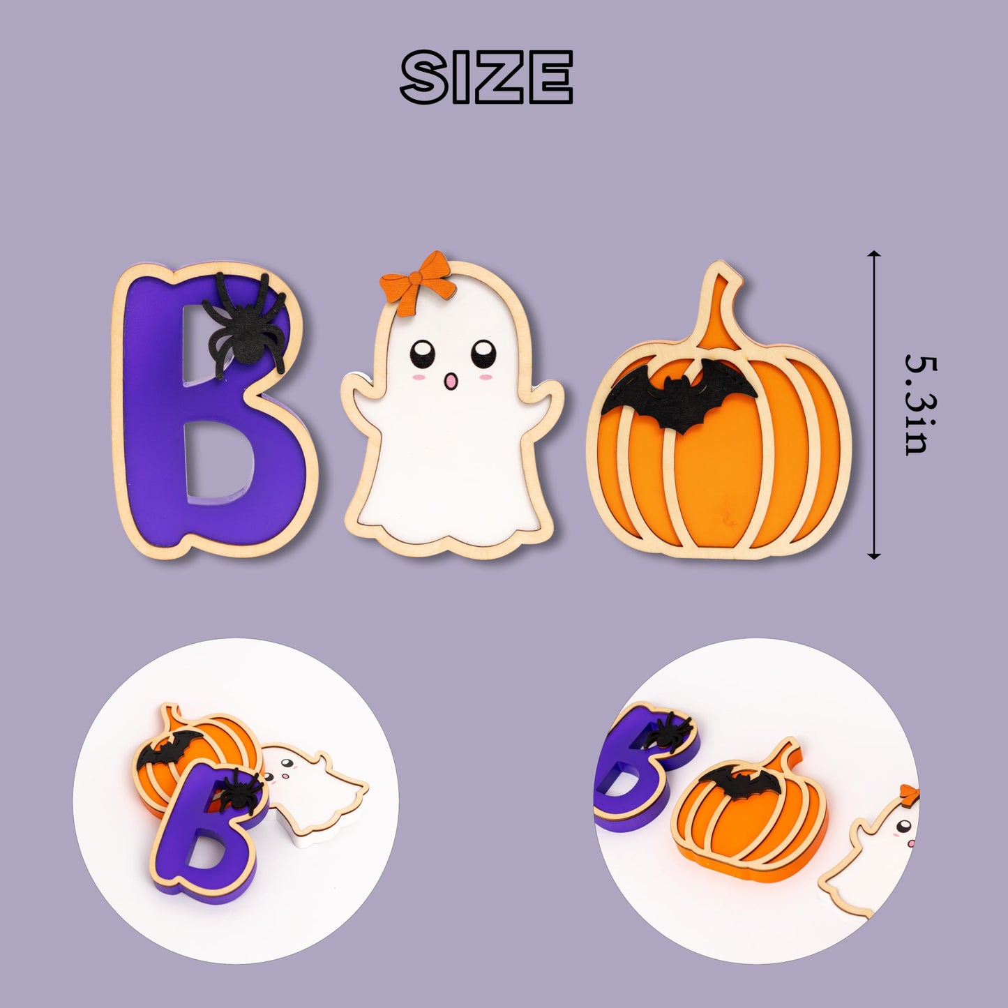 ZAIBIANHAO 3PCS Halloween WoodenTable Decorations Indoor - Halloween Spooky Wood Plank Signs for Party Home Display,Halloween Tiered Tray Table Centerpiece,Indoor Home Window Mantel Table Topper