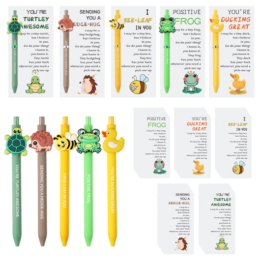 BHHQHH 30 Sets Employee Appreciation Gifts Bulk Funny Animal Thank You Ballpoint Pens with Motivational Cards Inspirational Gifts for Coworkers Teacher Team Staff