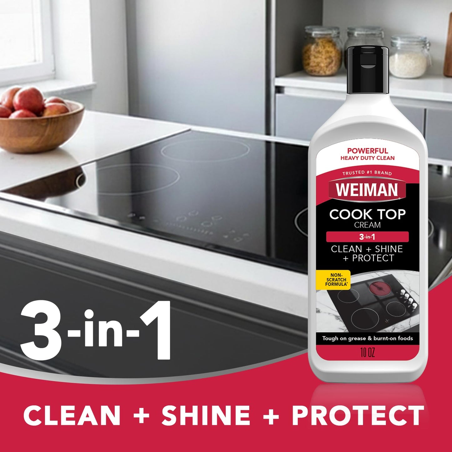 Weiman Ceramic and Glass Cooktop - 10 Ounce - Stove Top Daily Cleaner Kit - 12 Ounce - Glass Induction Cooktop Cleaning Bundle for Heavy Duty Mess Cleans Burnt-on Food