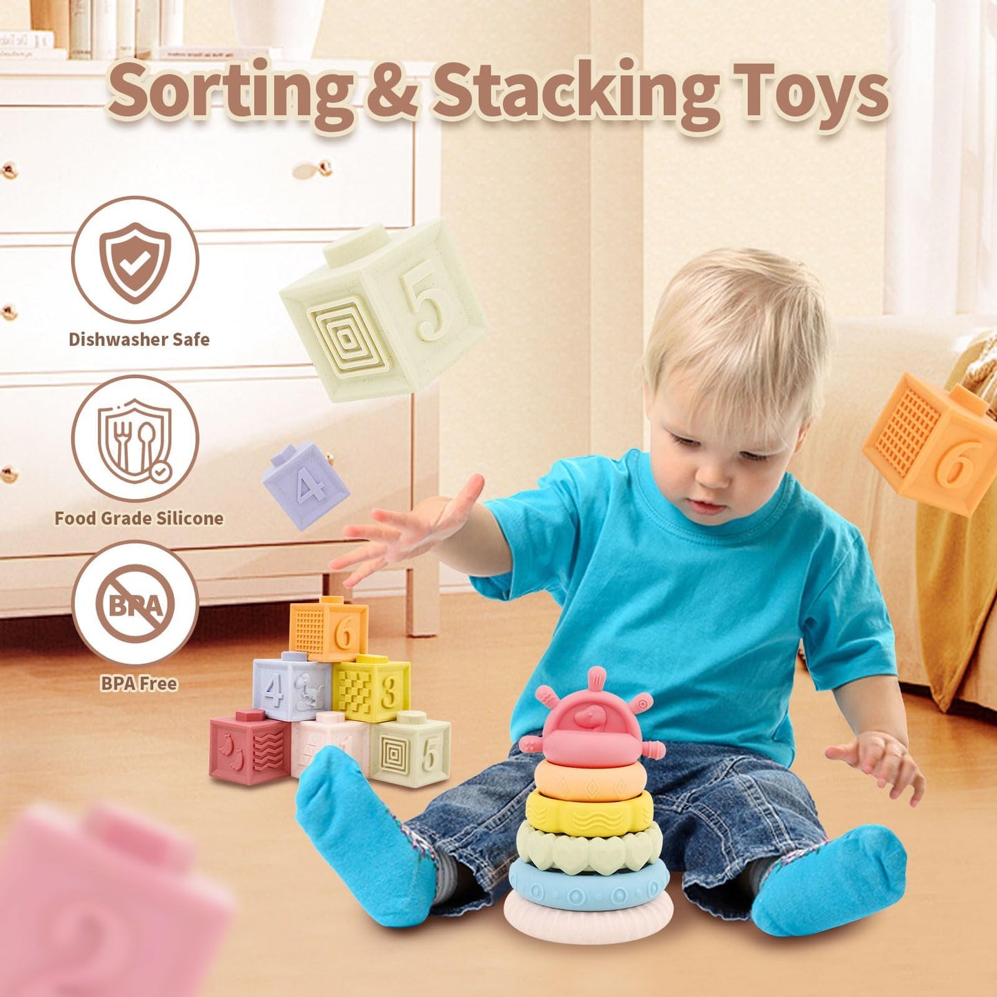 LUCKFUTURE Baby Toys 6 to 18 Months, 8 in 1 Montessori Toy Set, Educational Learning Toy for Toddlers Babies Sensory Toys Newborn Infant Gifts for Boys & Girls