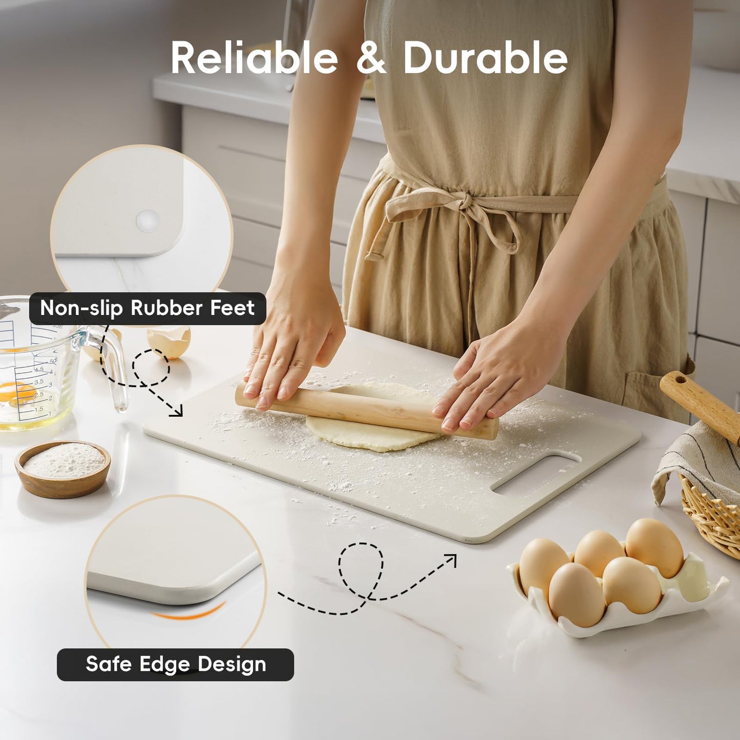 Wood Fiber Cutting Board Set of 2, Dishwasher Safe, Non-Toxic Cutting Board for Kitchen, BPA Free, Non-Slip, Non-Porous Composite Chopping Board, Mothers Day Gifts for Mom