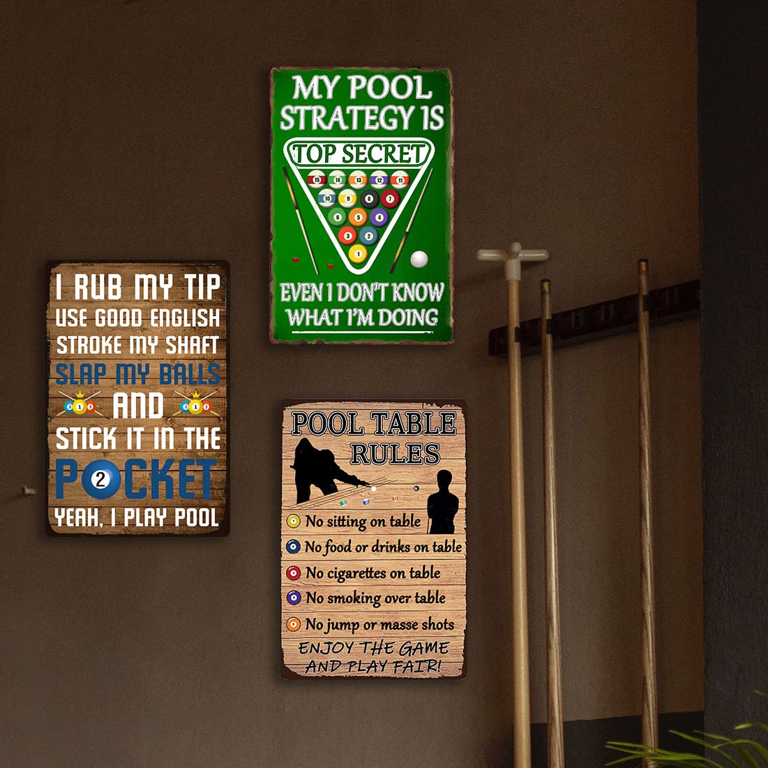 Funny Billiards Tin Sign Pool Table Accessories Pool Room Decor Playing Pool Metal Sign Billiards Gifts For Men Billiard Hall Decoration Signs 8 X 12 Inch