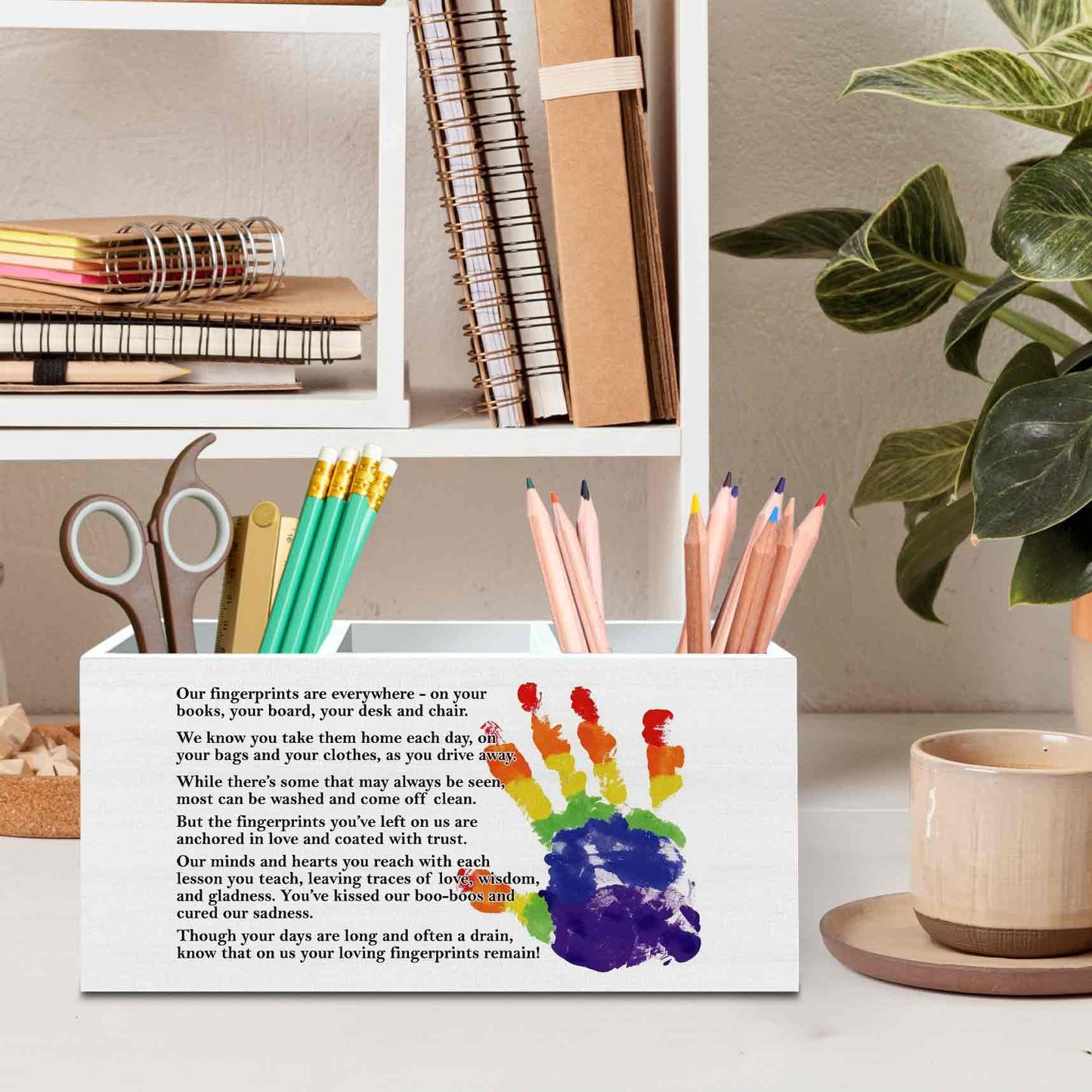 DILSJ Teacher Graduation Gifts Pen Pencil Holder Organizer for Desk, Appreciation Teacher Gifts, Retirement Gift Wooden Box Signs for Woman Mentor Office & School Supplies