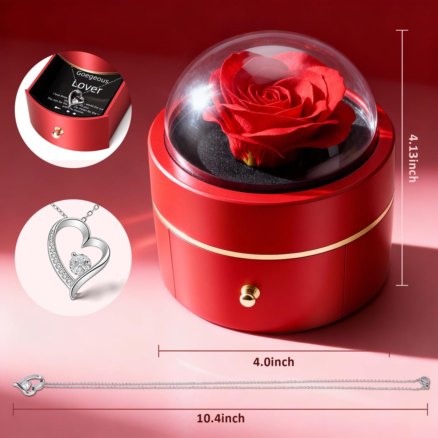 iceevery Forever Rose,Flowers,Preserved Roses with Necklace,Preserved Real Rose with Necklace,Flowers for Delivery Prime,Rose in A Box,Romantic Gifts for Mama,Mother(Sliver to My Lover)