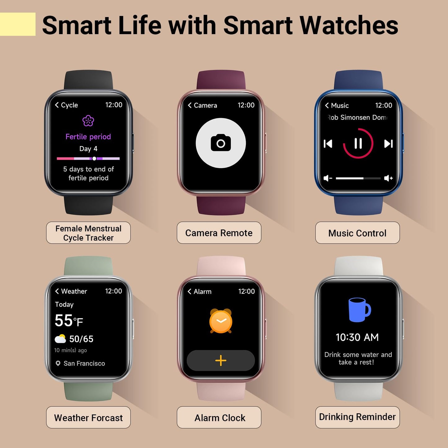 Smartwatch for Women/Men, Compatible with Android & iPhone, 1.8'' Fitness Tracker Watch with Alexa, Call & Notification Alerts, Heart Rate & Sleep Monitor, 120 Sports Modes, Waterproof Smart Watch