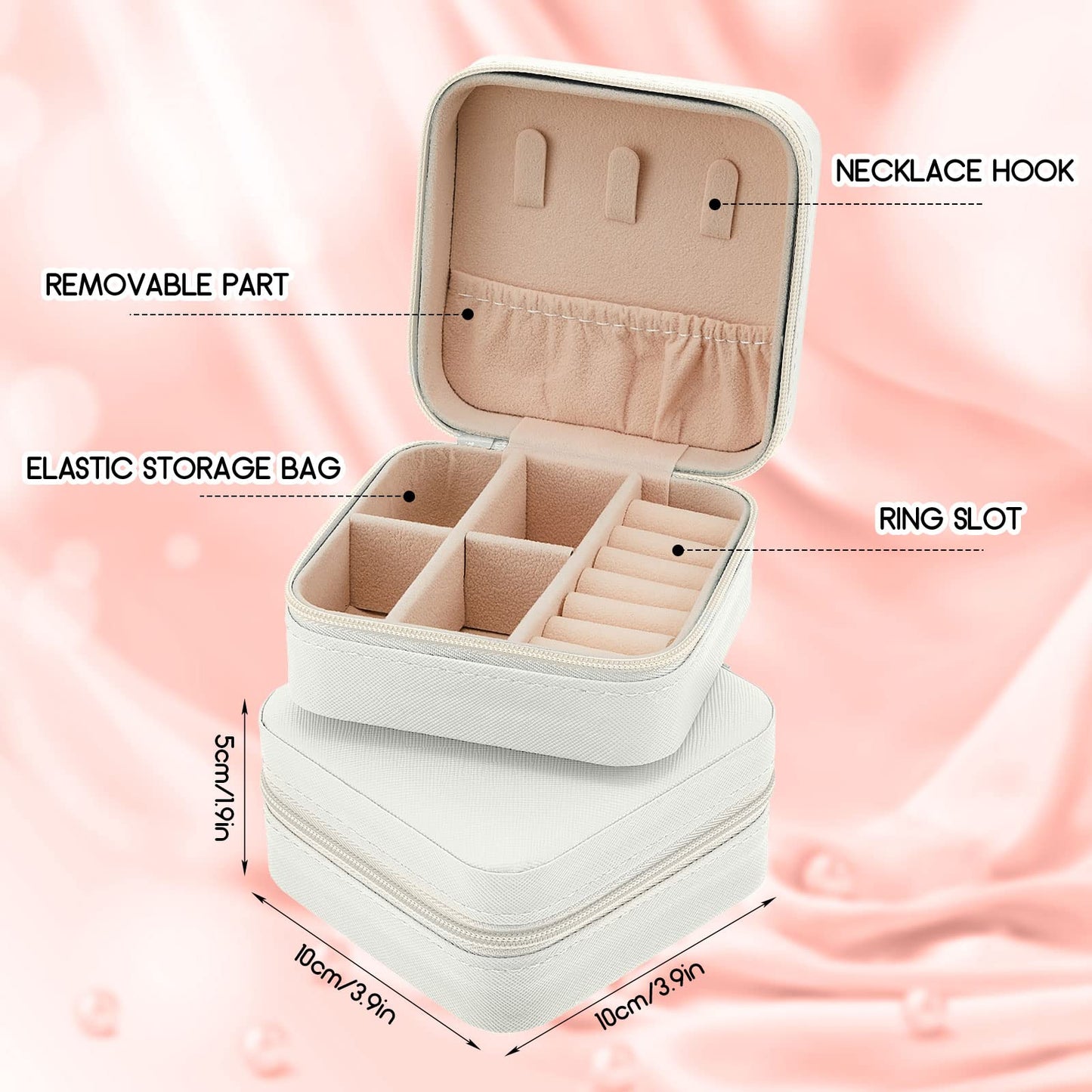 Taiyin 12 Pcs Travel Jewelry Case, Valentines Day Gifts for Her- Small Jewelry Organizer Box Bridesmaid Gifts for Women Girls (White)