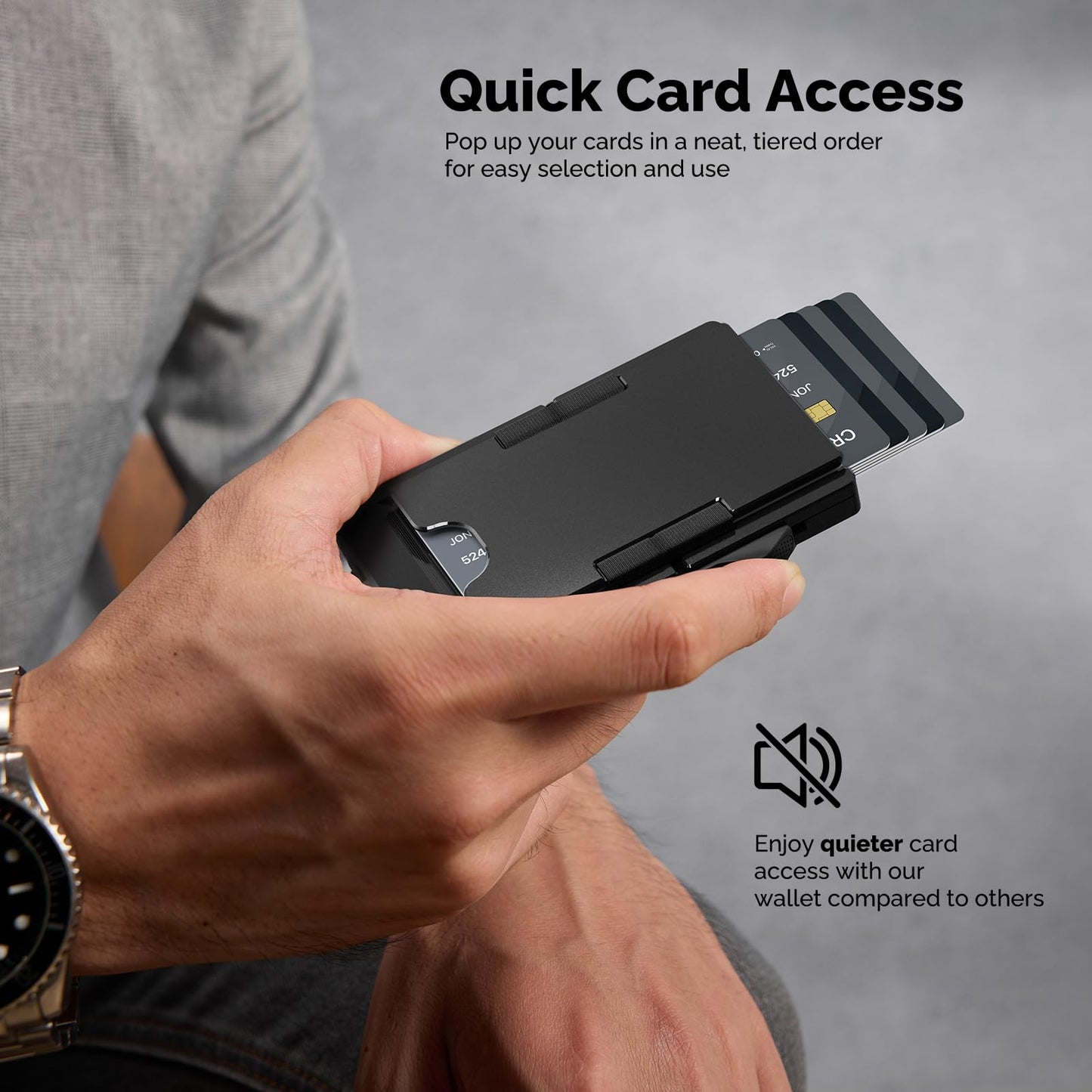 Slimwalt Wallet for Men with Money Clip - Holds 10-20 Cards, RFID Blocking Card Holder Wallets with Smart Card Slot, Minimalist Mens Wallet, Metal Pop Up Wallet, Gifts for Men Black