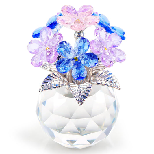 YWHL Colorful Crystal Forget Me Not Flower Gifts for Women, Crystal Glass Figurines Home Decor, Handmade Collectible Figurine Ornaments for Tabletop Centerpieces
