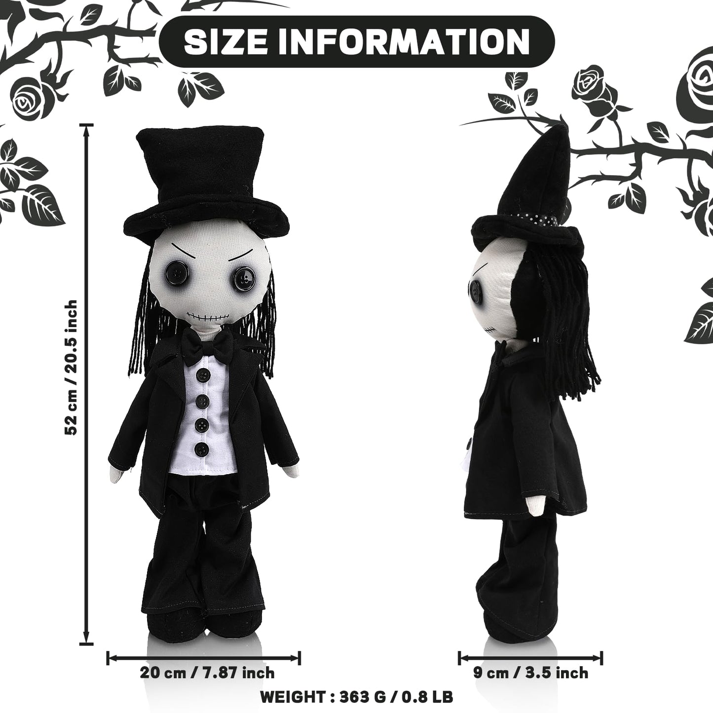 Varuotu 21" Gothic Haunted Doll Scary Living Dead Dolls Creepy Revenge Voodoo Doll Halloween Decoration Toy Gag Gifts