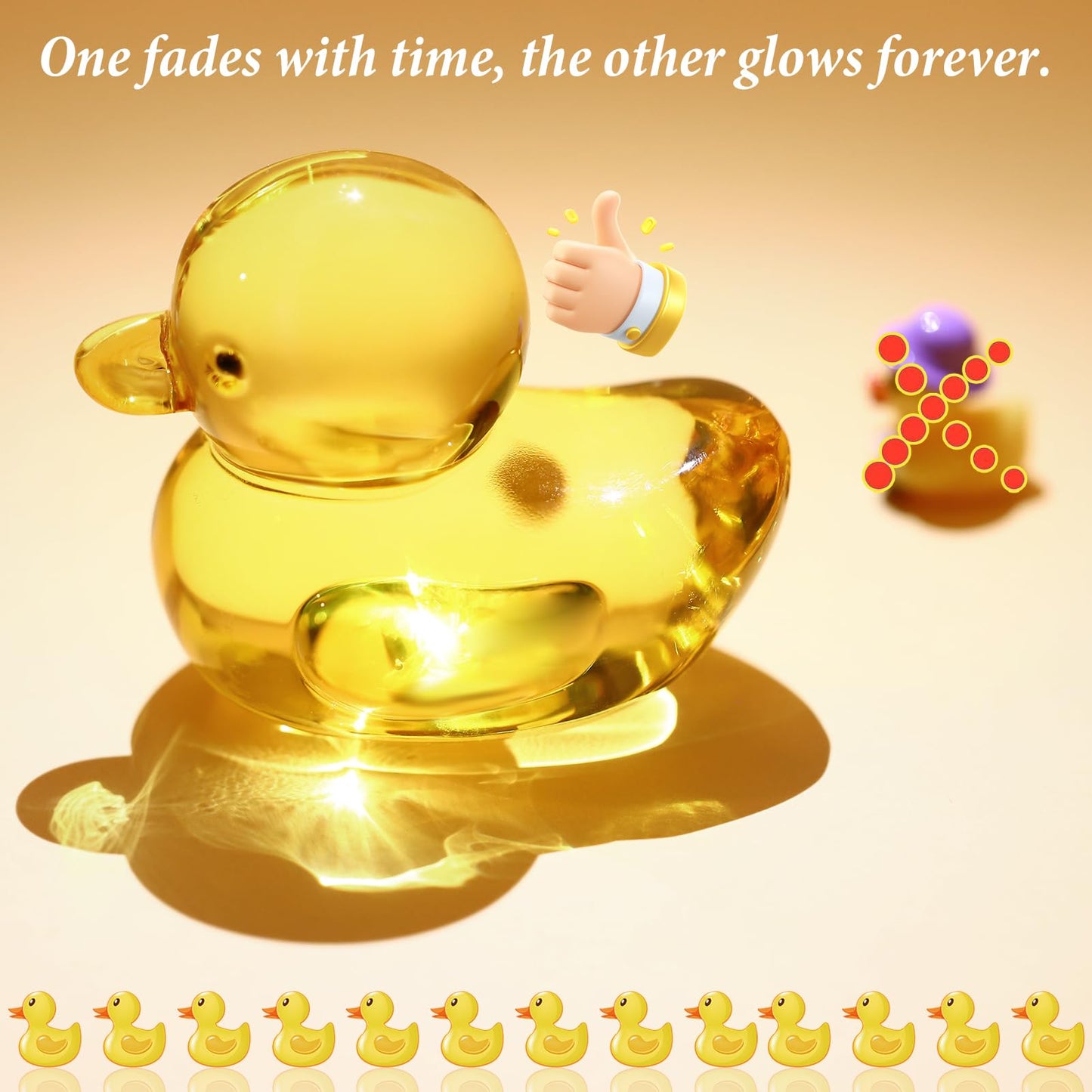 Ovveroche Yellow Glass Ducky Figurine, Mini 3D Crystal Duck Keepsake, Small Animal Ornament with Gift Box &Greeting Cards,Gift for Her, Mom, Daughter, Valentine Birthday Home Desk Decor