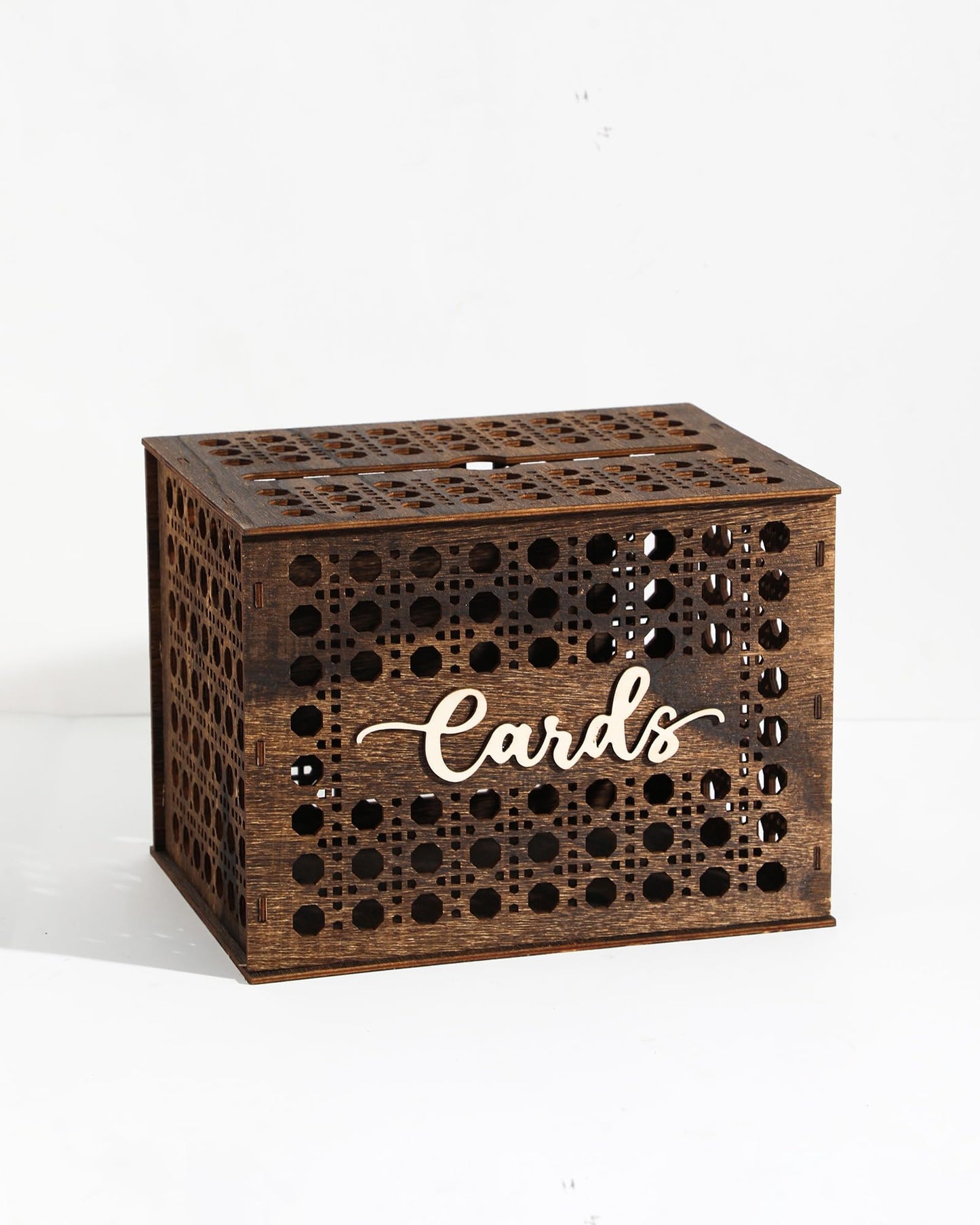 Xhqsulsclac Wedding Card Box with Lid, Wood Gift Card Box for Wedding Reception, Rustic Envelope Money Box for Wedding Party Birthday Bridal Shower Baby Shower Graduation Decorations (12x9x8.8 in)