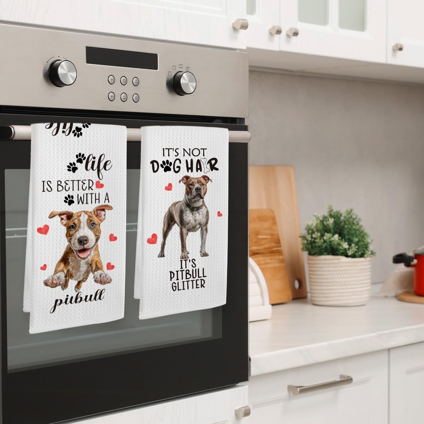 EGBTL Pitbull Gifts Kitchen Towels Set of 2, Funny Dog Hand Towels for Kitchen Bathroom Decor, Dog for Pitbull Dogs Lovers Owners Women Men Dishcloths Dish Towel 16X24 Inches