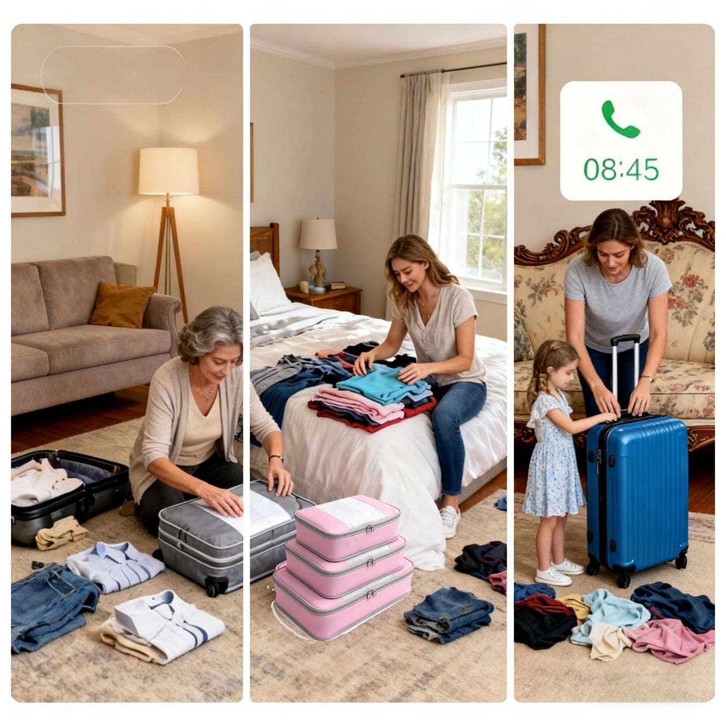 Packing Cubes for 26" Suitcase Travel Luggage Organizers - Travel Organizer Bags Luggage Clothes Accessories Storage Carry on Suitcase Packing Pouches Bag For Men Women Kids 1/4X4PACK