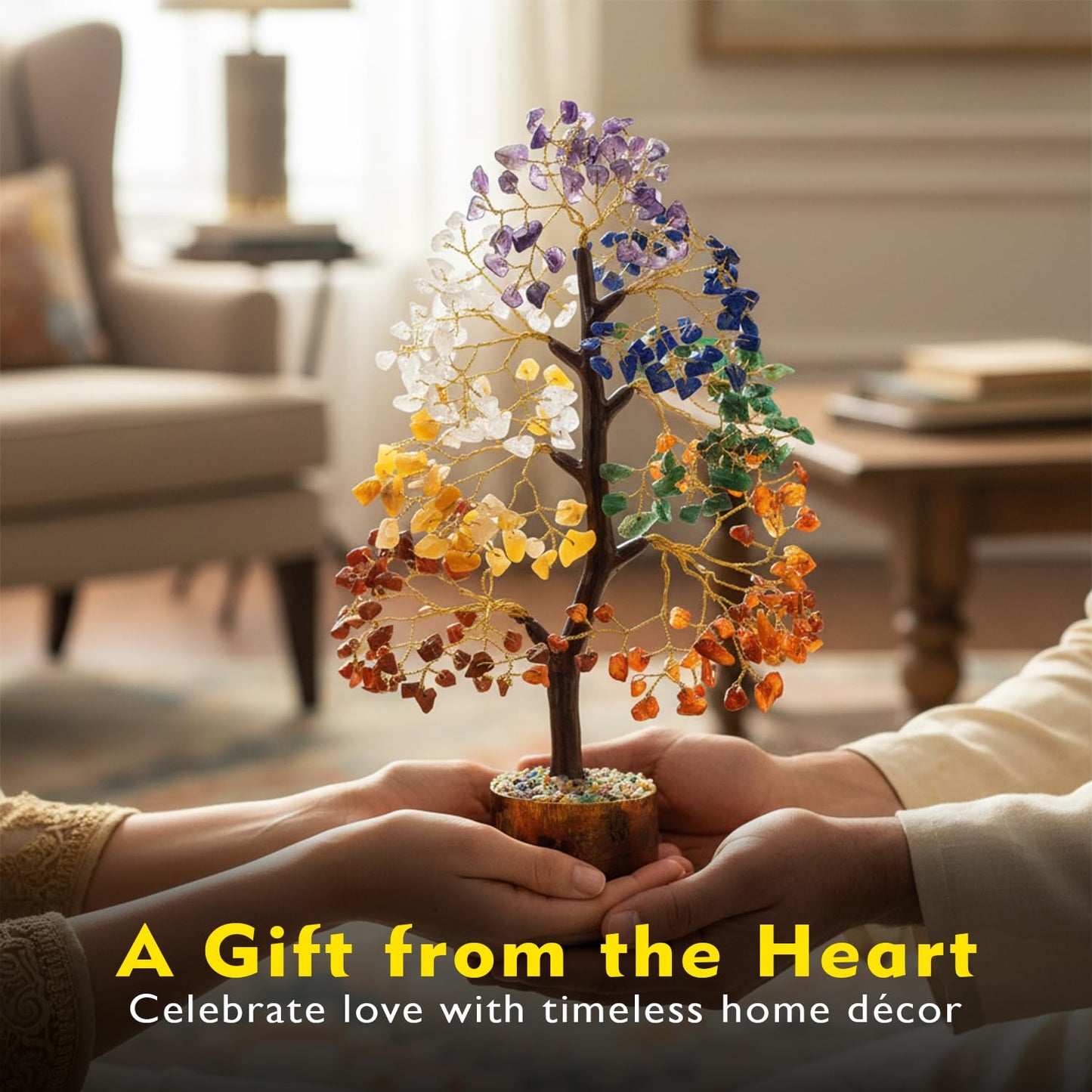 ZAICUS 7 Chakra Crystal Tree of Life Money Tree for Home Decor, Gemstone Birthday Gifts for Women, Friends, Mom, Sister, Wife, Gift for Her, Living Room Bedroom Shelf Decor, Housewarming Unique Gift