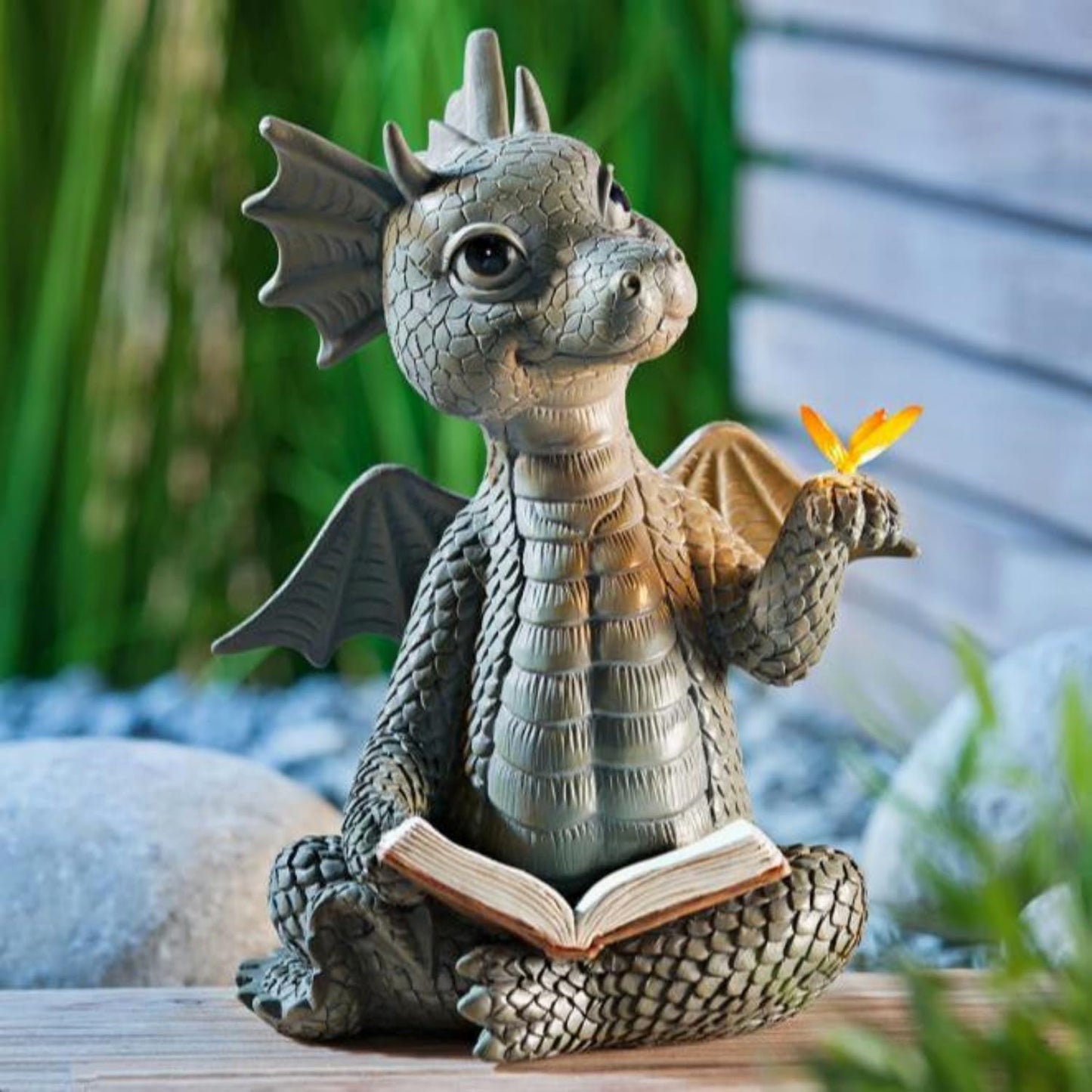 YWHWXB Garden Dragon Resin Sculpture,Lovely Outdoor Sculpture Ornaments,Garden Dragon Decor Statue for Home Patio Courtyard Lawn Decoration