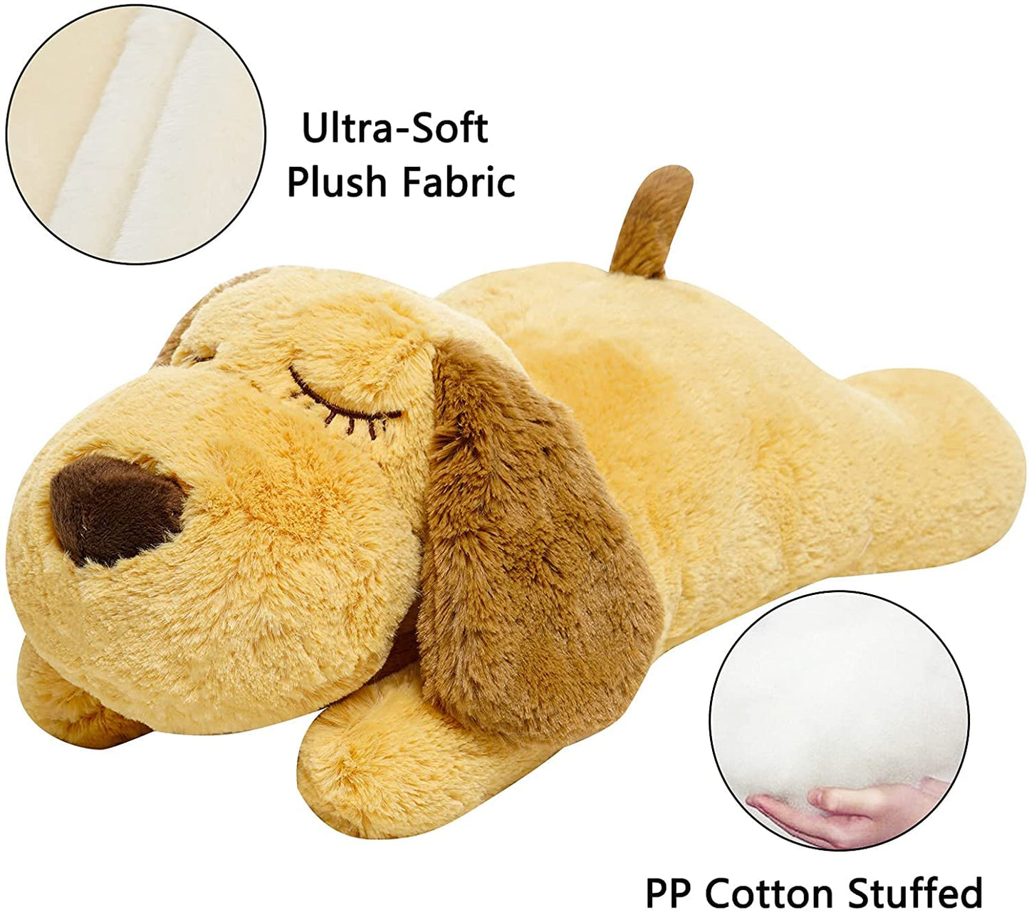 HonourHope Dog Heartbeat Toy (Dog Yellow, Medium) - Plush Pet Calming Toy with Simulated Heartbeat and Heat for Anxiety Relief, Behavioral Training Aid for Puppy Dog Cat