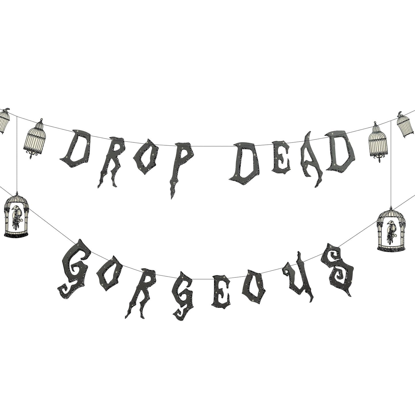 Cheerland Gothic Party Decorations Drop Dead Gorgeous Garland Skeleton Raven for Girls Birthday Party Decoration Wedding Bridal Shower Halloween Hanging Teen Goth Sweet 16 Bachelorette Decor