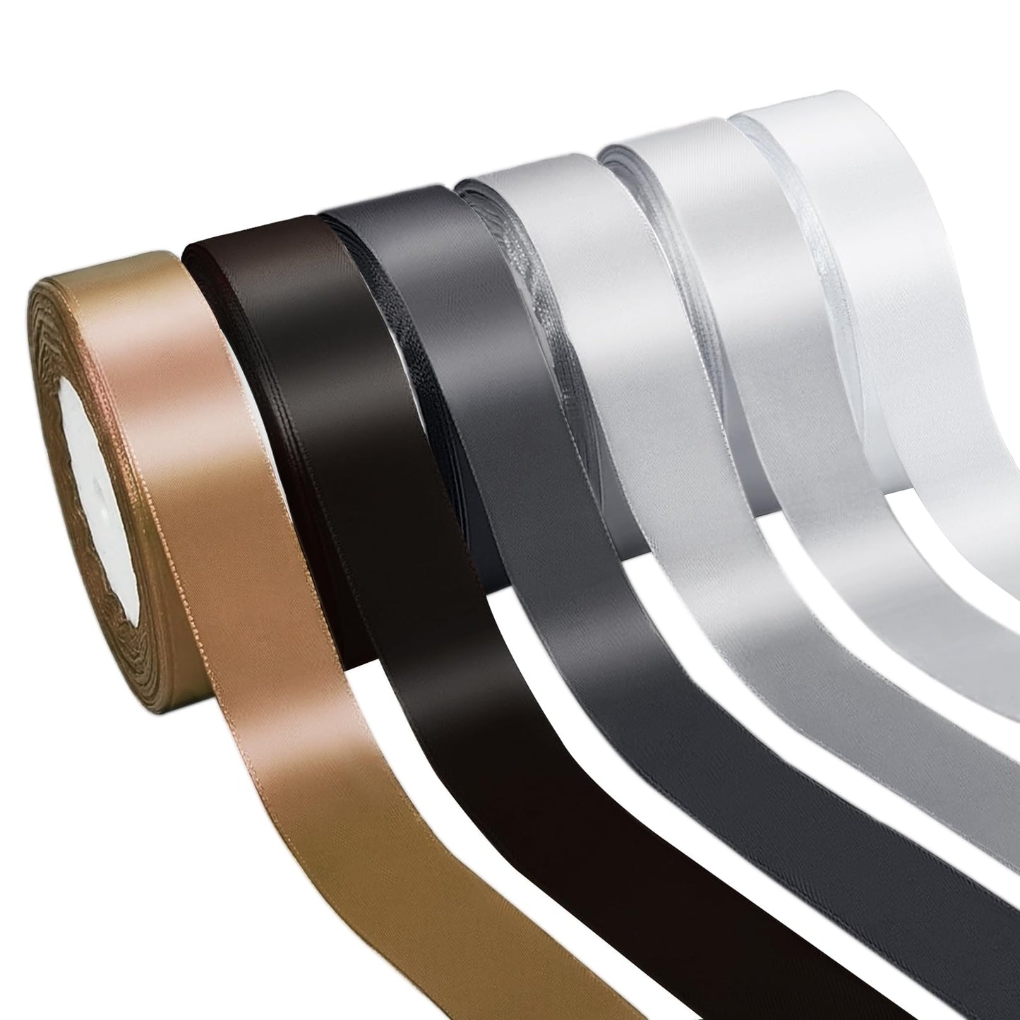 PURREITTI 150 Yards Black Satin Ribbon 1-1/2 Inch 6 Rolls Assortment Ribbons for Crafts Gift Wrapping Flower Bouquet Wedding Invitations Birthday Party Festival Decoration Hair Bows