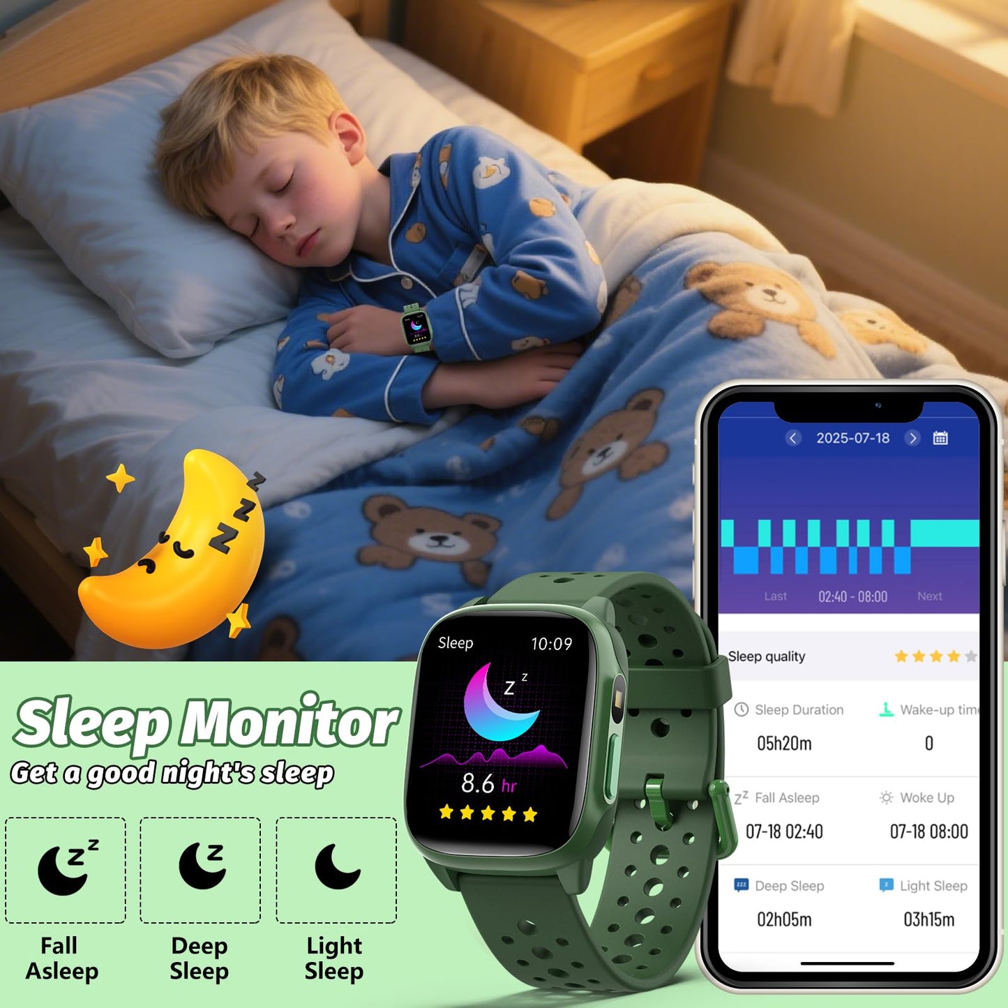 meoonley Kids Watch with 140 Sports Modes, 1.5" Kids Fitness Tracker, Smart Watch kids, No APP/Phone Required, Sleep Monitor, Heart Rate, Puzzle Games, IP68 Waterproof, Gifts for Girls Teens Aged 6-15