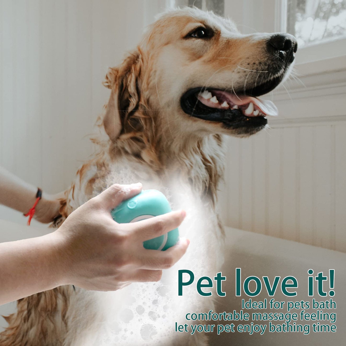 Woleigiao Pet Bath Brush Dog Baths Brush Shampoo Dispenser Soft Silicone Dog Bathing Brushes Dogs Shampoo Brushes scrubbers for Cats and Dogs Shower Brush Grooming (Blue)