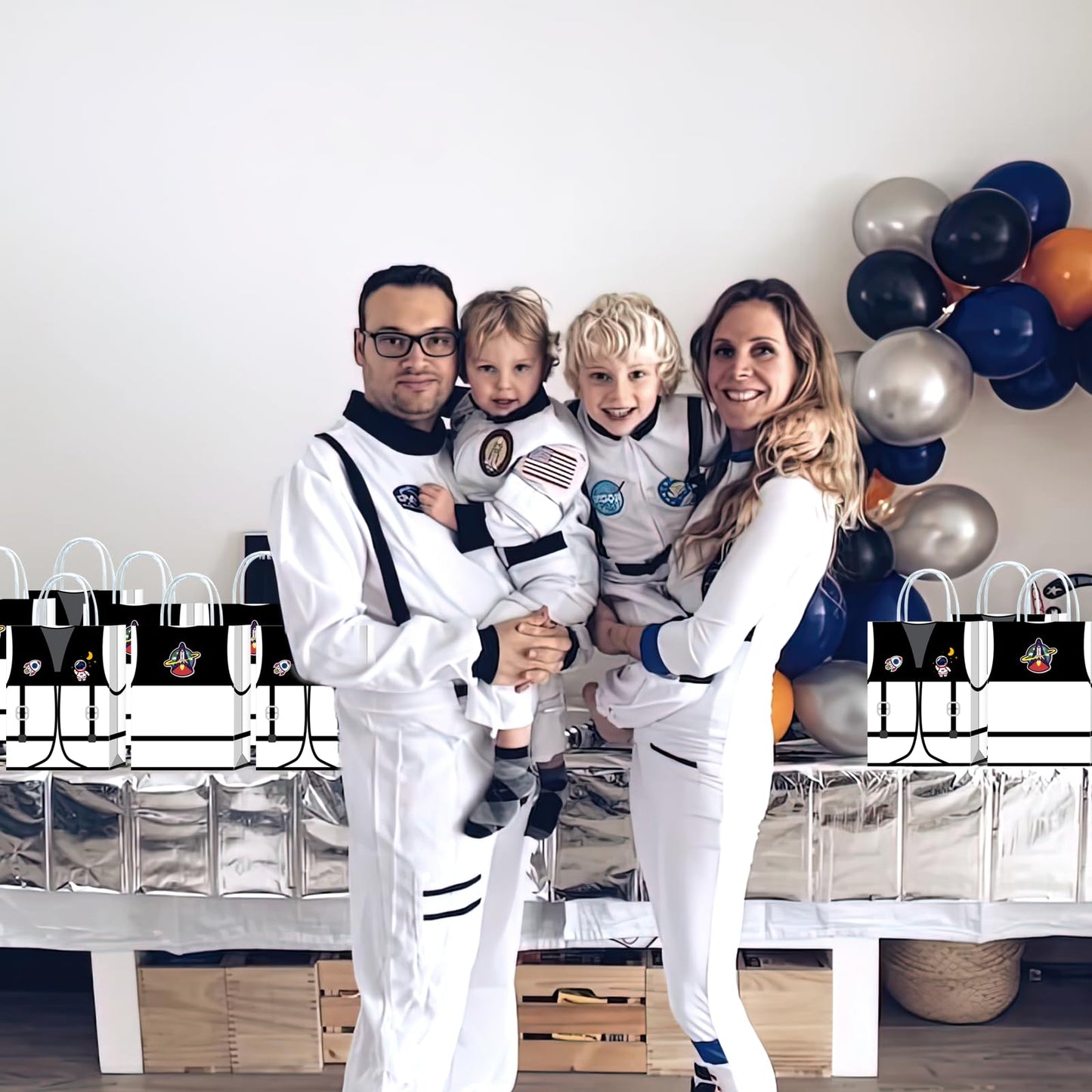 16 Pieces Astronaut Vest Birthday Goodie Bags,Outer Space Gift Snacks Treat Candy Favors Bags with Handles for Space Suit Theme Birthday Party Decorations