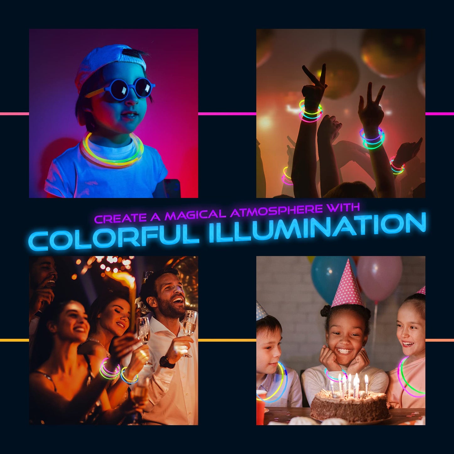 248 PCS Glow Sticks Halloween Party Pack - 100 Pcs 8 Inch Glow sticks, 6 Pcs Glow Sticks Wands – Create Glow In The Dark Necklaces, Bracelets. Neon Light Sticks Decoration For Parties Favors Glow