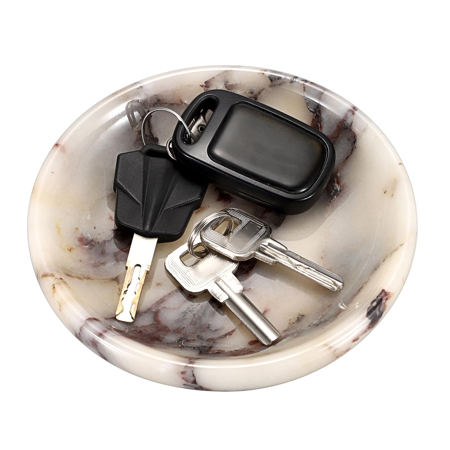 Hipiwe Decorative Key Holder for Entryway Table Round Key Bowl Marble Nightstand Organizer for Candle Jewelry Tray for Earrings Necklaces
