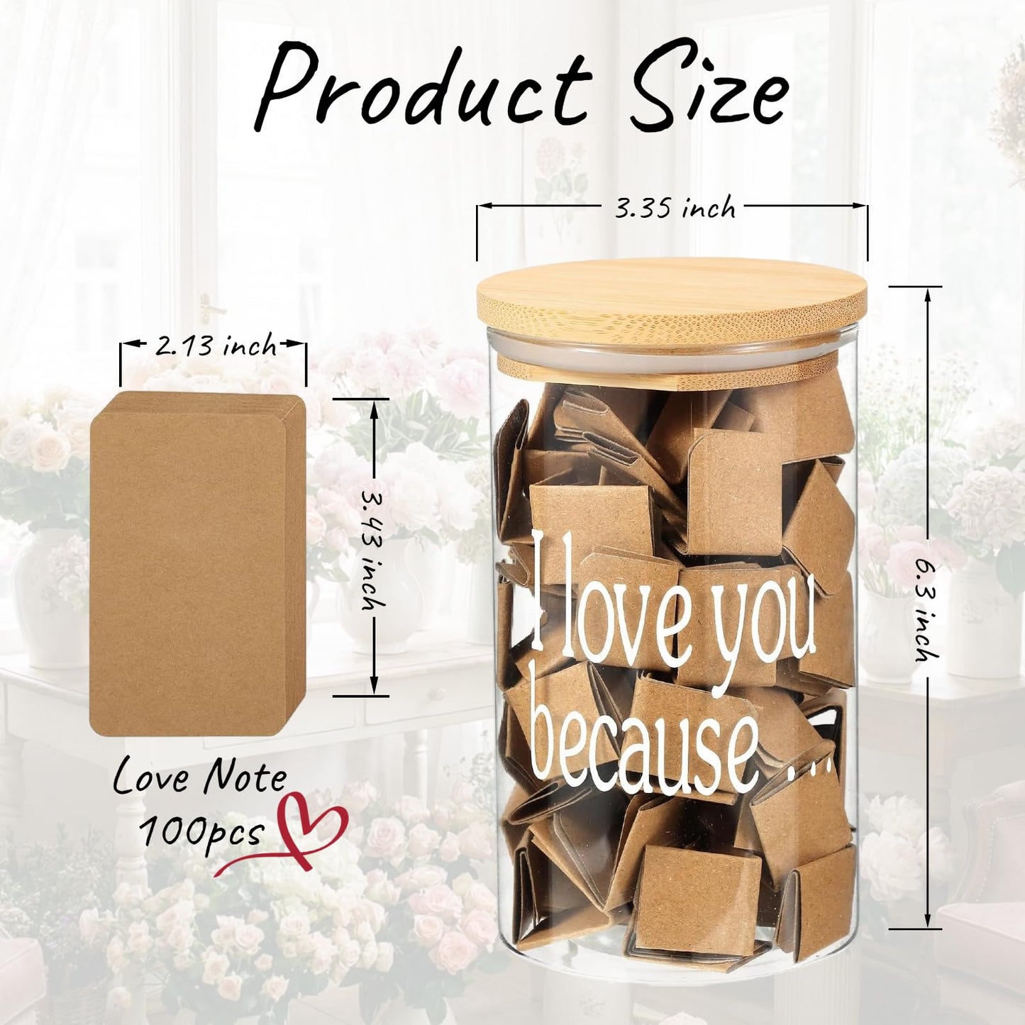 IEEGODA I Love You Jar with 100 Blank Love Notes, What I Love About You Memory Jar Gift, Mother’s Day Anniversary Birthday Present for Mom Boyfriend Girlfriend Family Friends (#1)