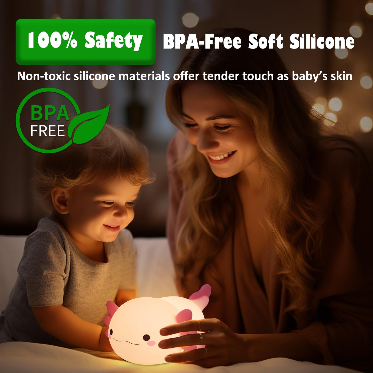 OkiyiD Axolotl Gifts, Cute Axolotl Night Light for Kids, Animal Silicone Nursery Night Lamp, Cute Room Decor Night Light for Kids Girls Boys Birthday Christmas Gifts