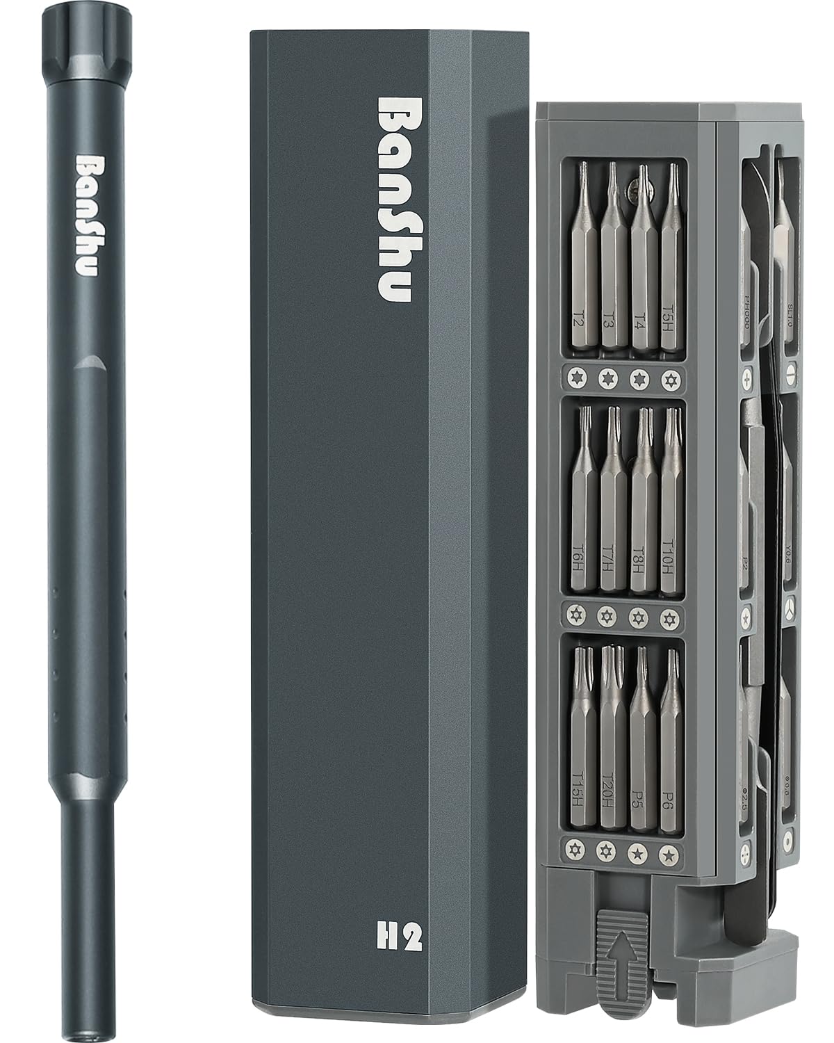 Banshu 46 in 1 Mini Precision Screwdriver Set with Metal Case, Magnetic Small Screwdrivers with Phillips, Pentalobe, Torx for Glasses, Watch, iPhone, Macbook, Laptop, Computer, PC, PS5, Jewelers, Toys