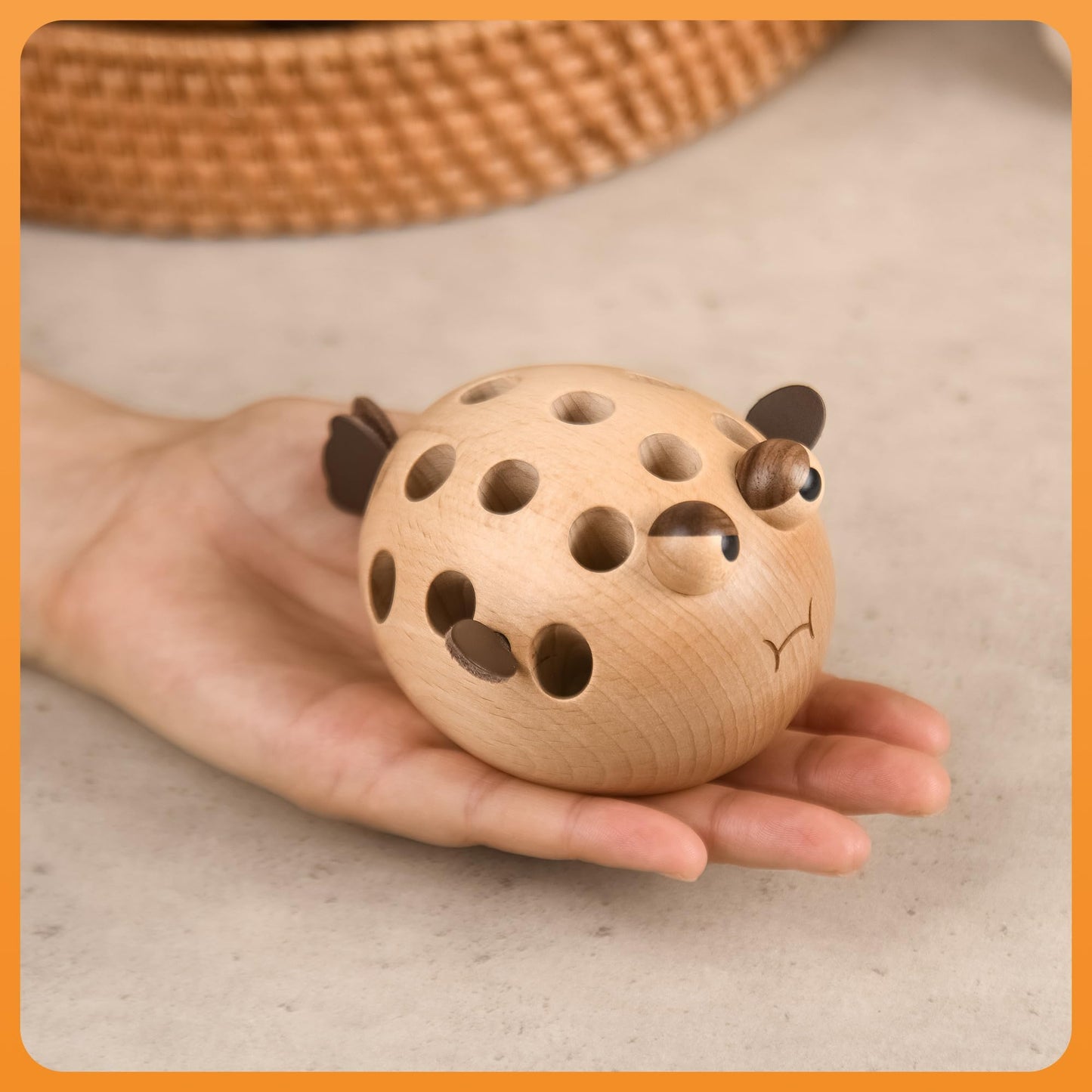 Damuzhi Pen Holder For Desk Pencil Holder Wooden Pufferfish- Funny Small Gifts For Kids, Unique Gifts For White Elephant Gift Steacher Gifts