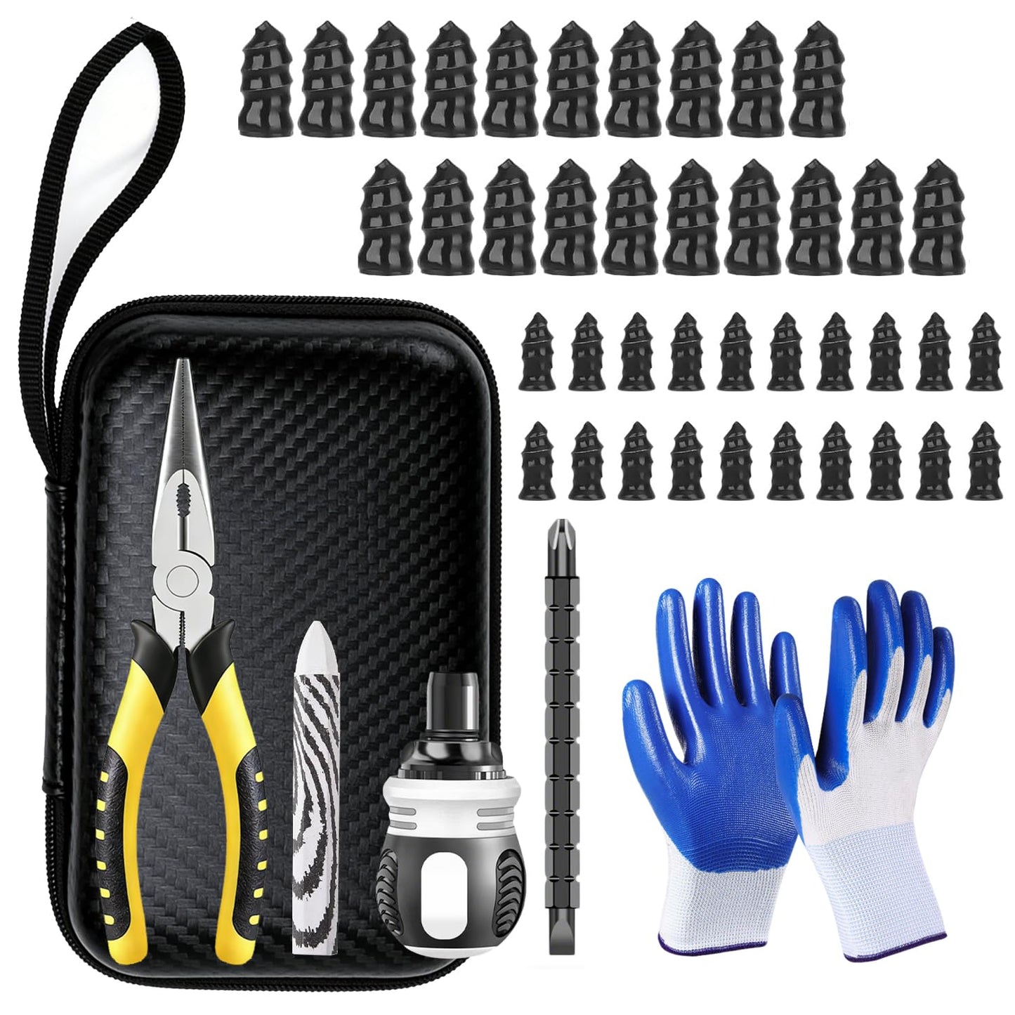 Drovanta Tire Screw Plug Repair kit - No Need to Remove The tire, tire sidewall Repair kit, Patch Plug Tool and Portable Storage Bag - Quick Flat tire Repair for Cars, Trucks, Motorcycles and SUV