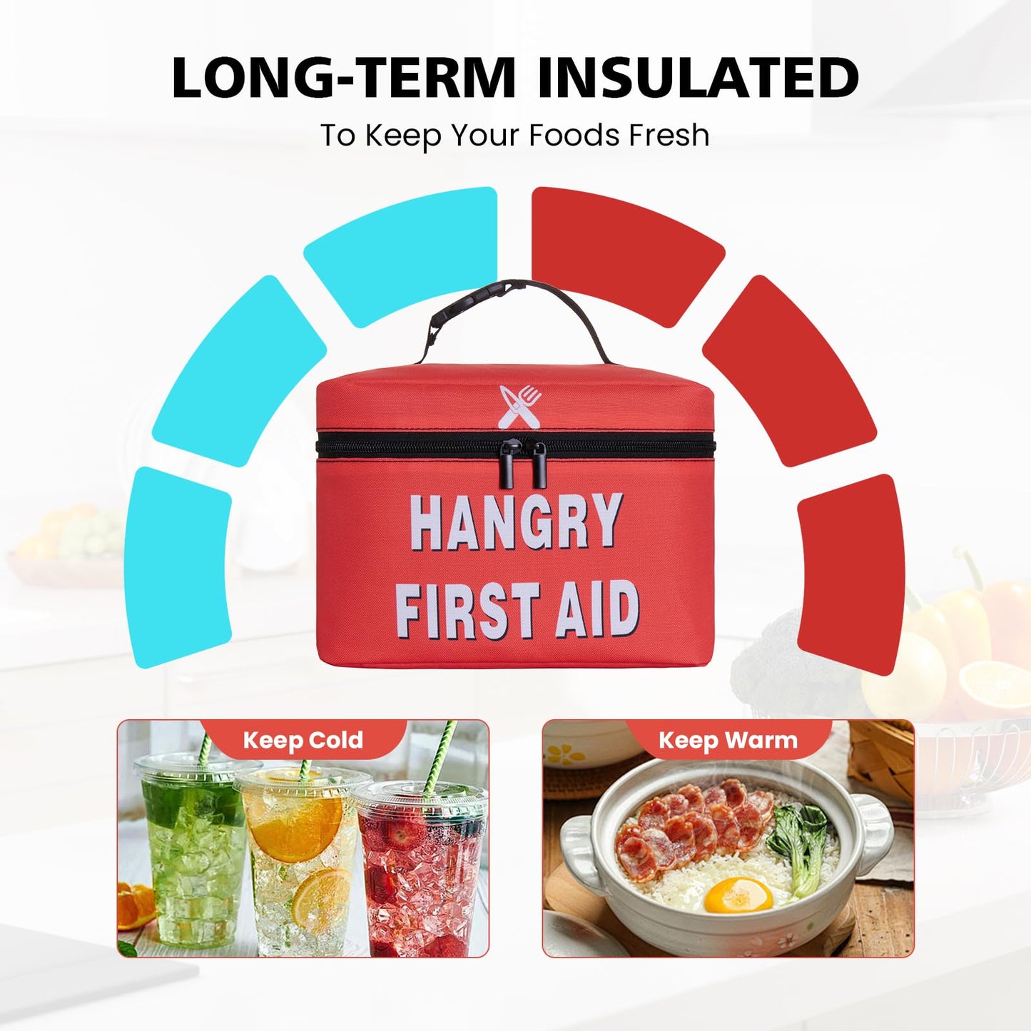 WOEMOZAP Funny Hangry Lunch Bag – First Aid Emergency Snack Kit Insulated Lunch Box for Adults & Kids, Novelty Lunchbox with Detachable Handle Gag Gift for Nurses, Men & Women